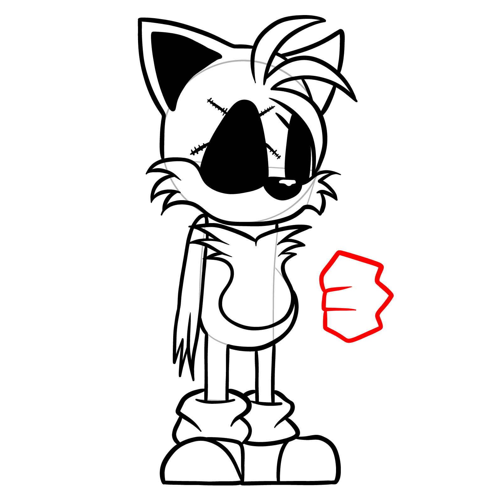 How to draw Soul Tails from FNF - step 22