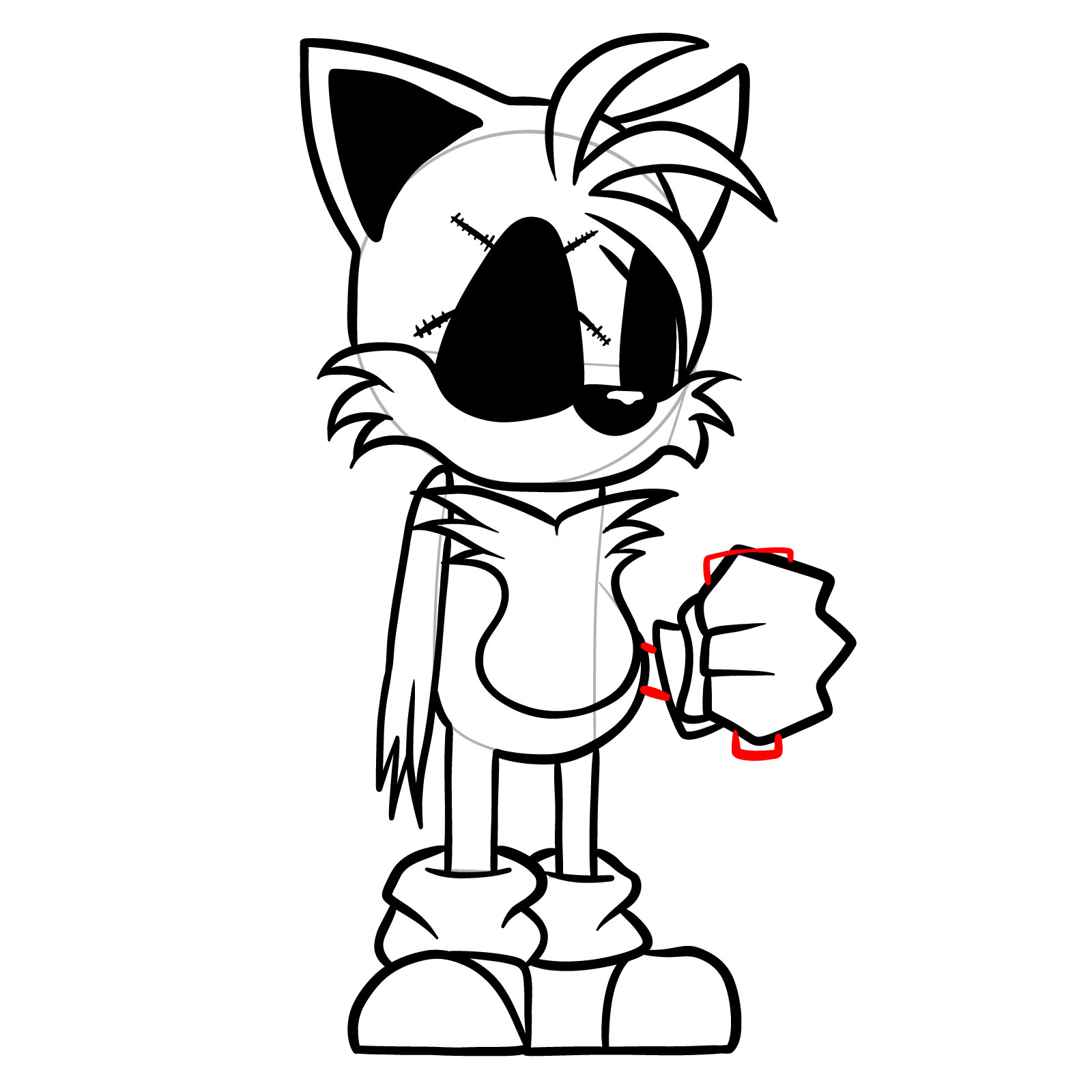 How to draw Soul Tails from FNF - step 24
