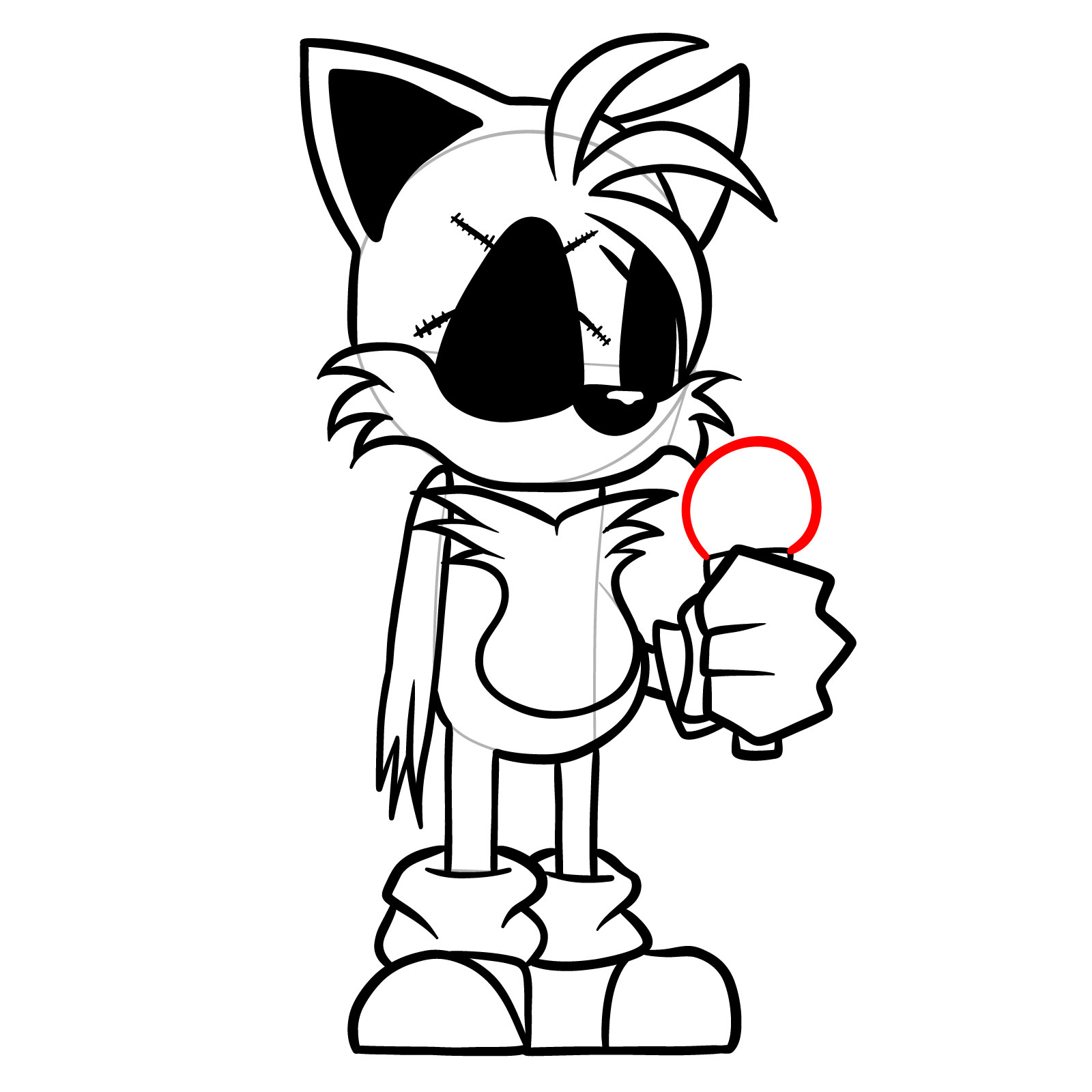 How to draw Soul Tails from FNF - step 25