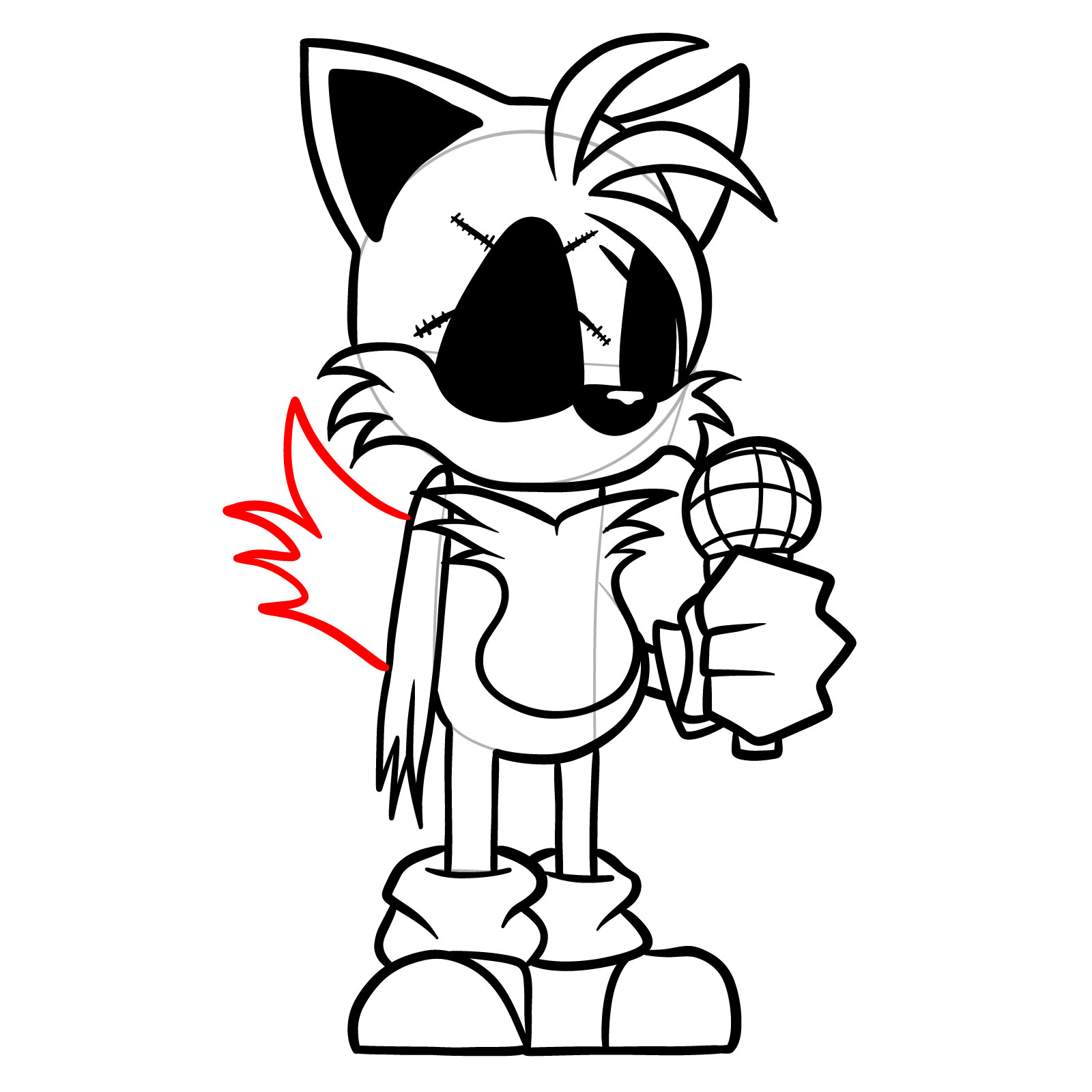 How to draw Soul Tails from FNF - step 28