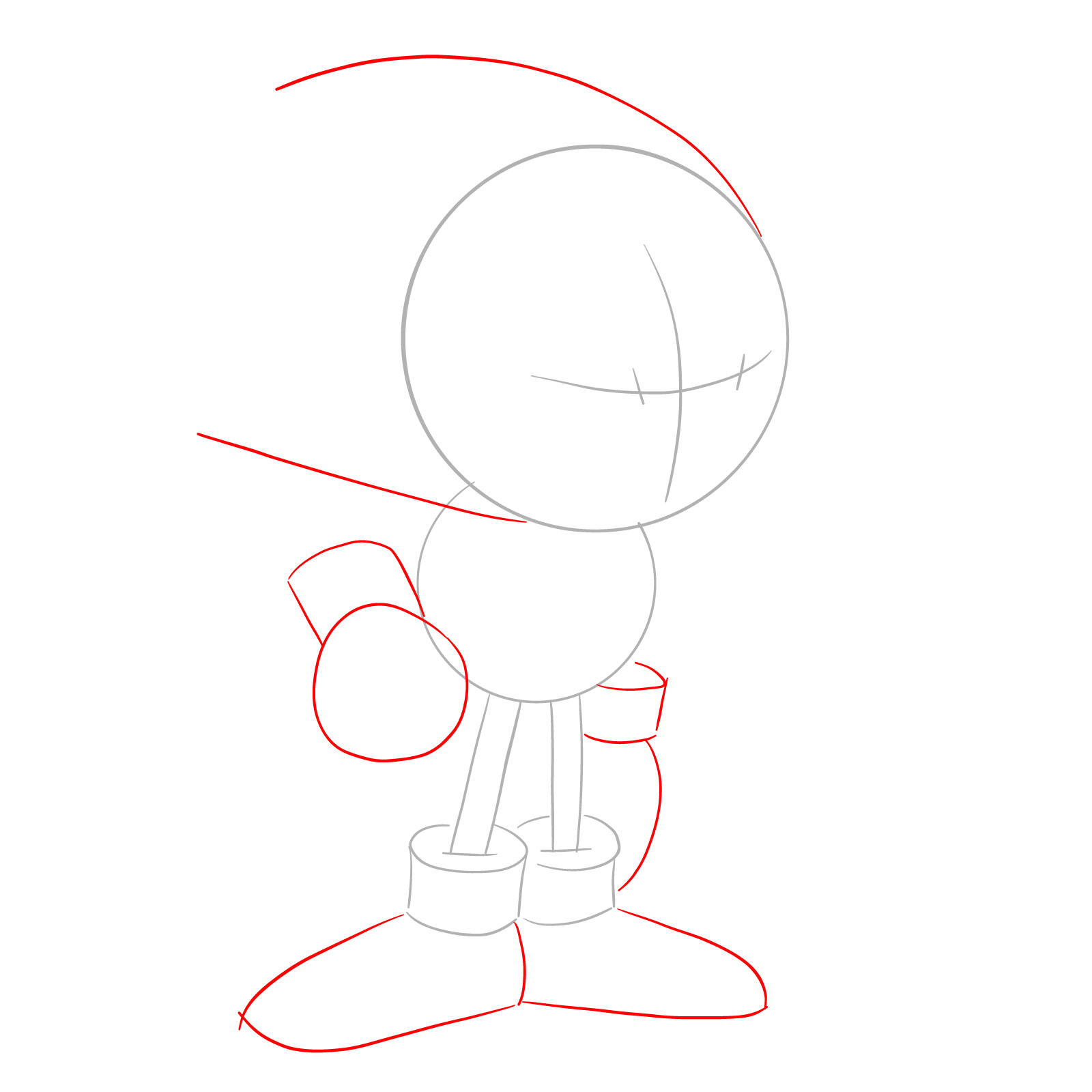 How to draw Sonic from Friday Night Funkin': Mega CD Locked-on mod - step 03