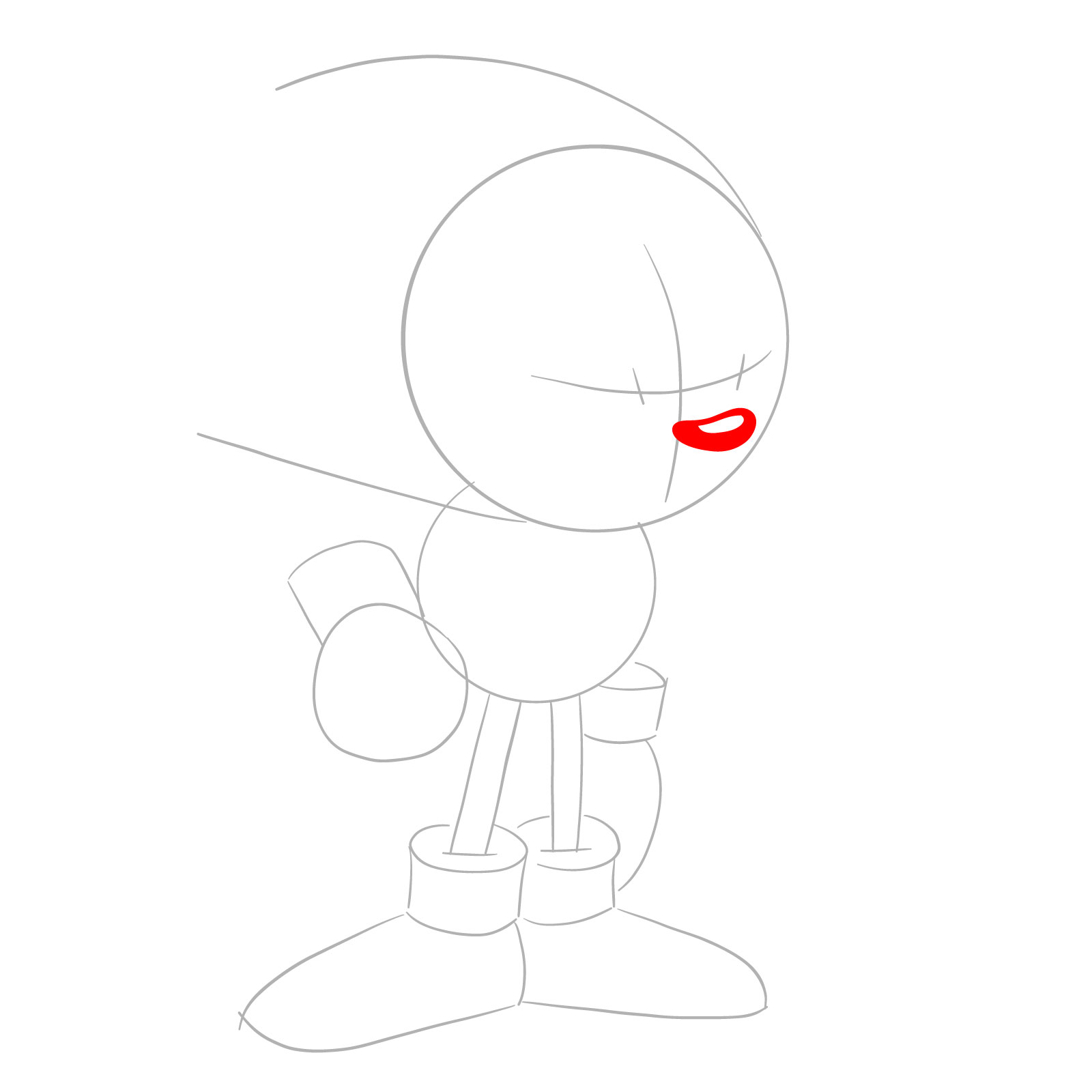 How to draw Sonic from Friday Night Funkin': Mega CD Locked-on mod - step 04