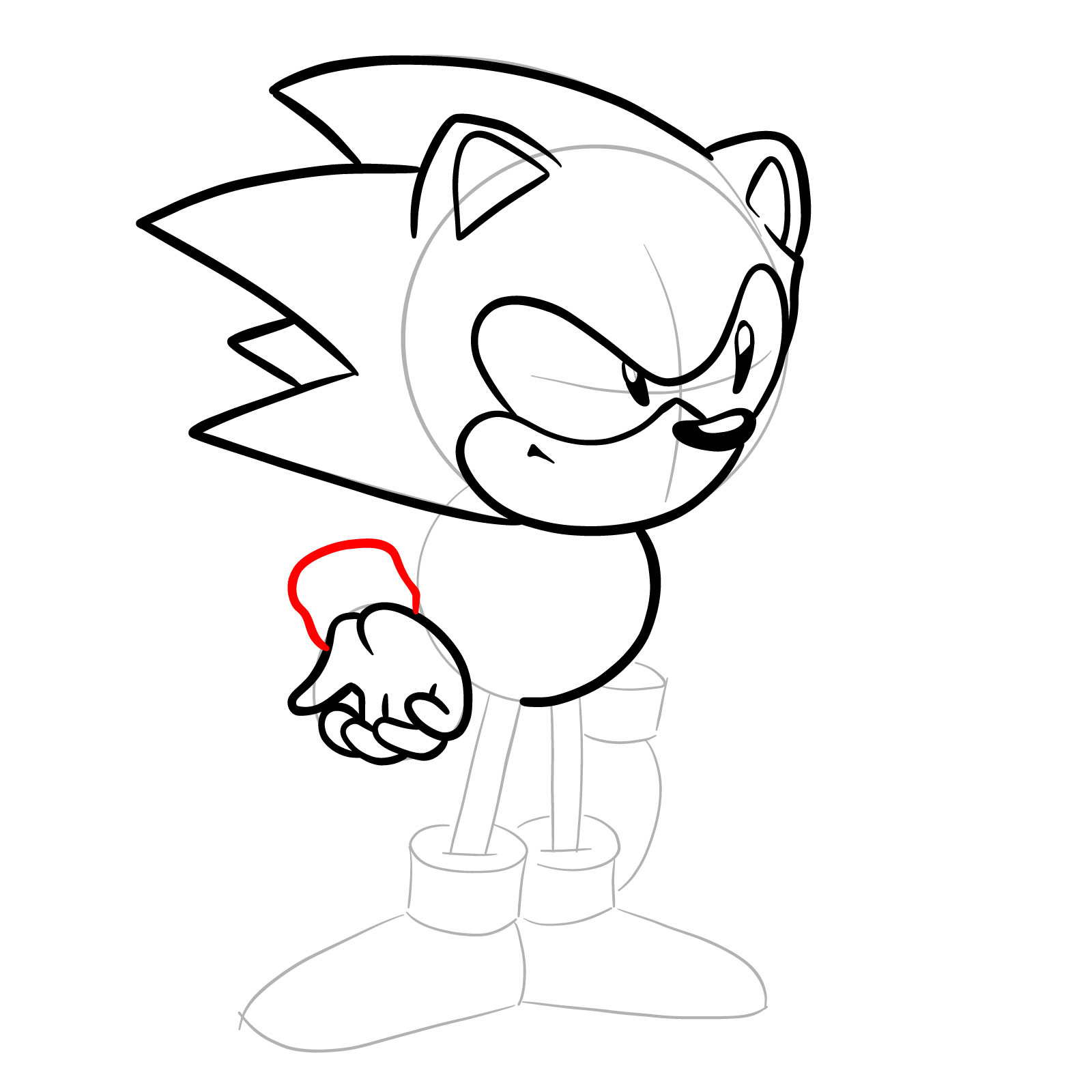 How to draw Sonic from Friday Night Funkin': Mega CD Locked-on mod - step 16