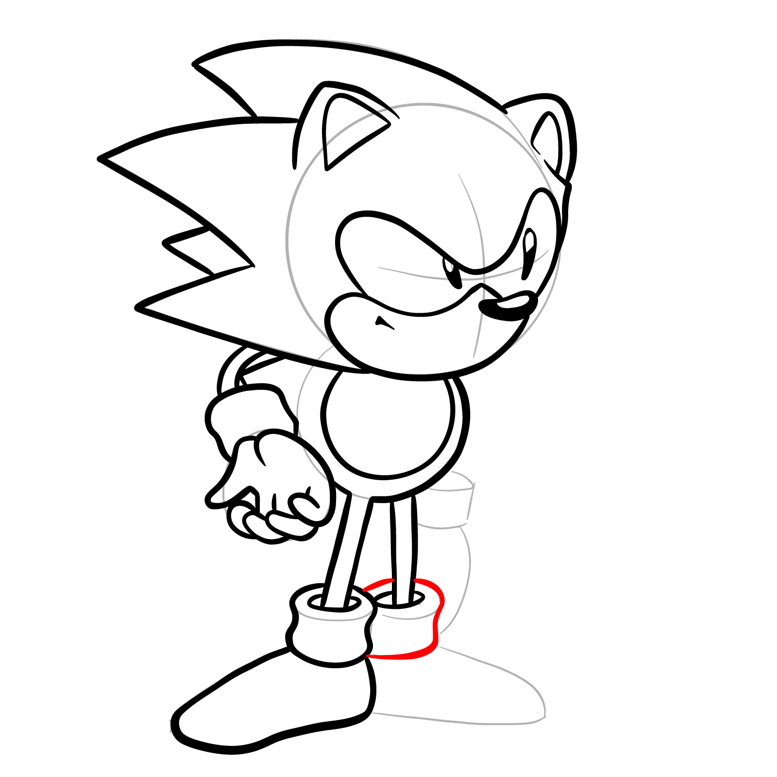 How to draw Sonic from Friday Night Funkin': Mega CD Locked-on mod - step 23