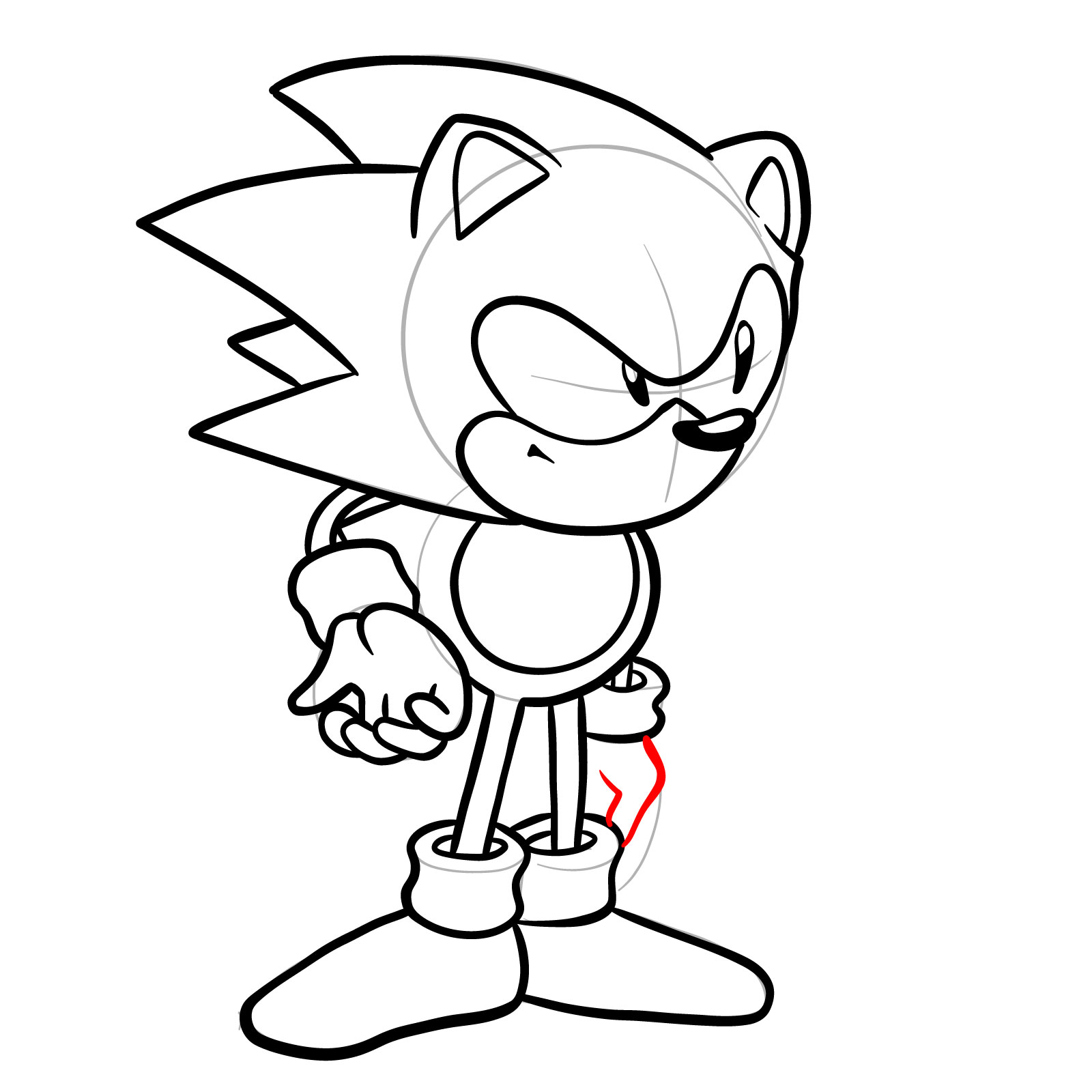 How to draw Sonic from Friday Night Funkin': Mega CD Locked-on mod - step 27