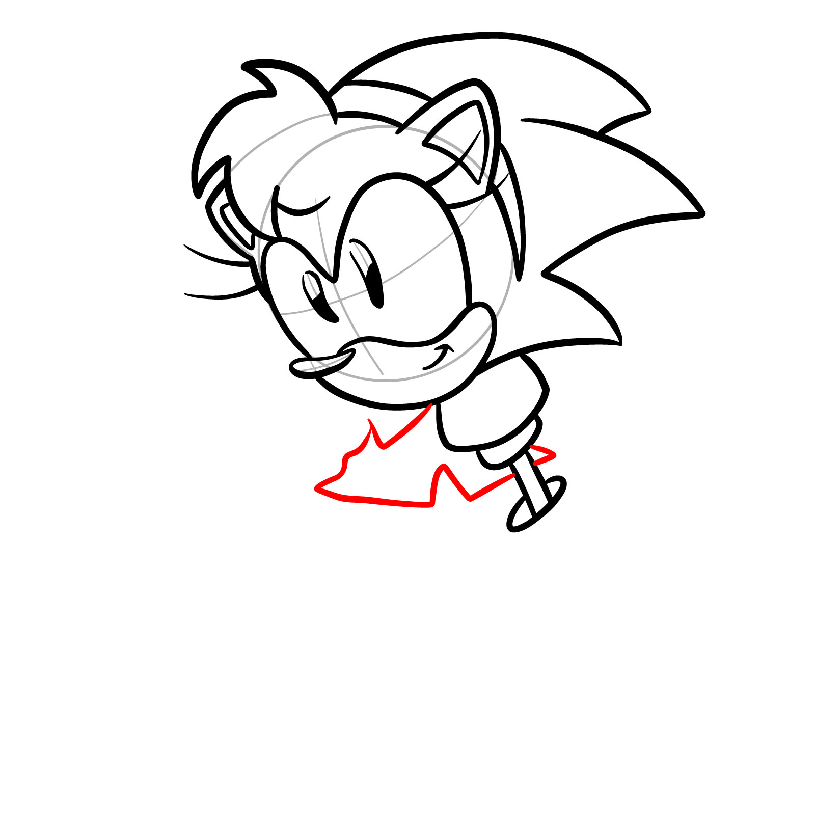 How to draw Amy Rose from FNF: Mega CD Locked-on - step 17