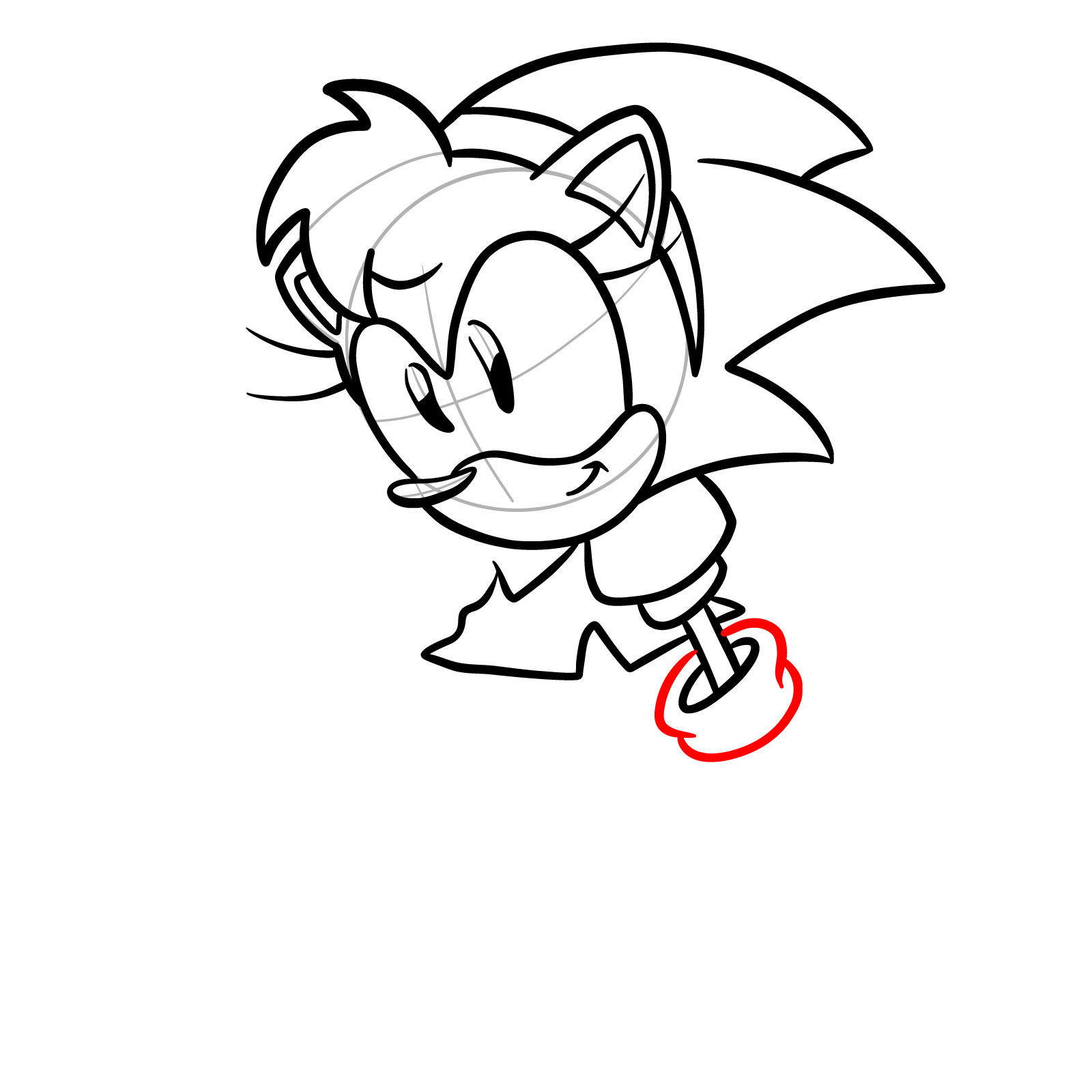 How to draw Amy Rose from FNF: Mega CD Locked-on - step 18
