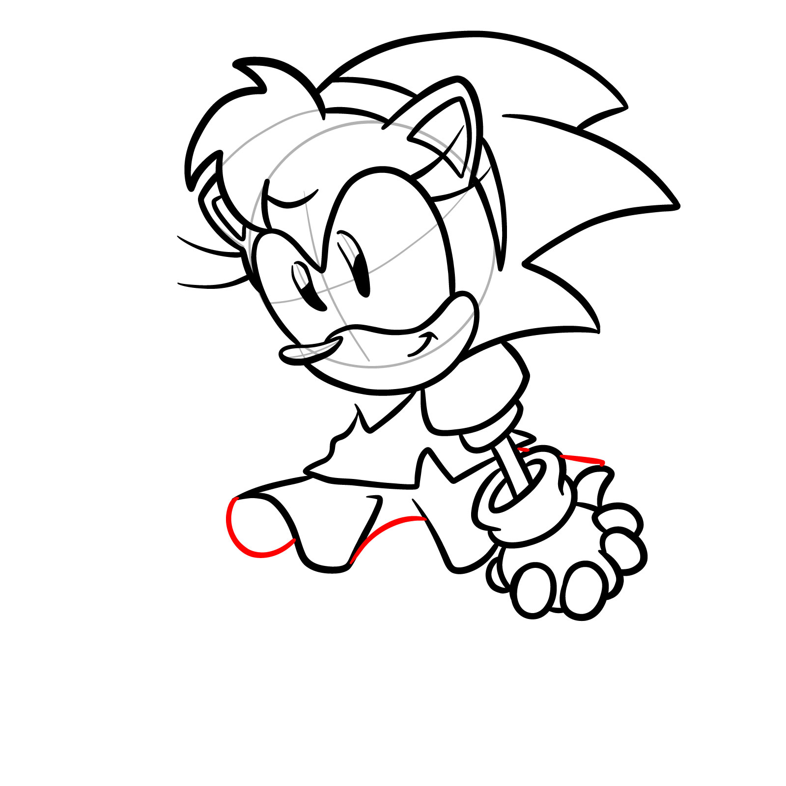 How to draw Amy Rose from FNF: Mega CD Locked-on - step 22
