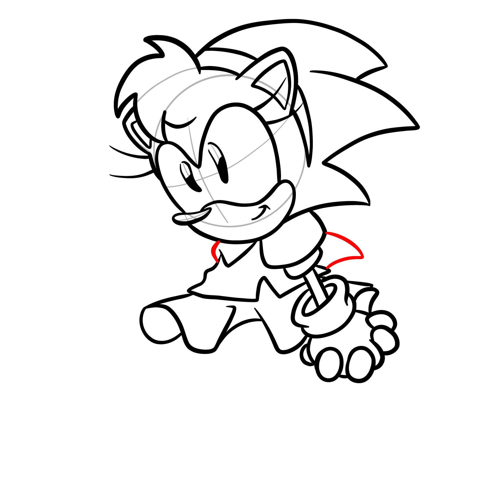 How to draw Amy Rose from FNF: Mega CD Locked-on - step 23