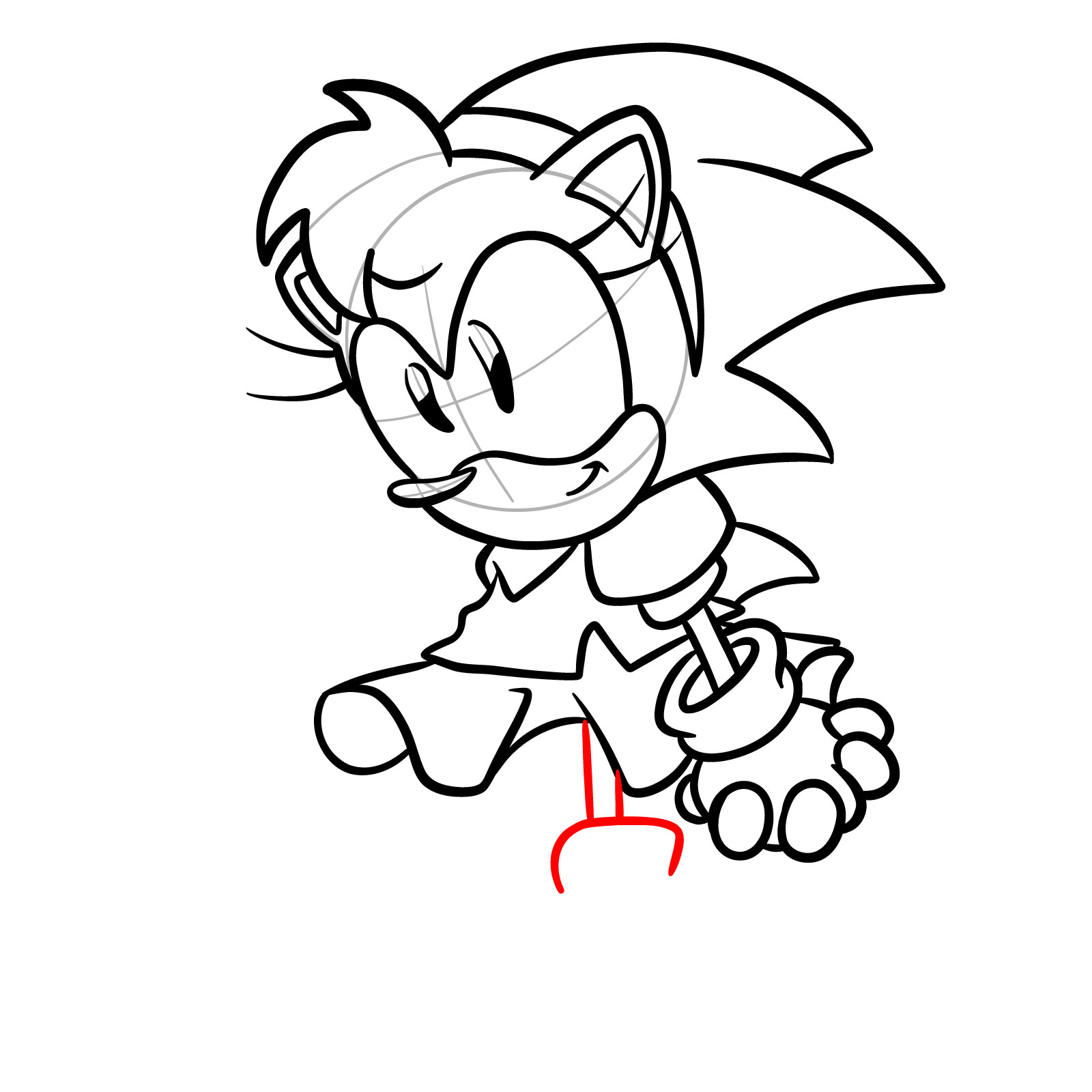 How to draw Amy Rose from FNF: Mega CD Locked-on - step 24