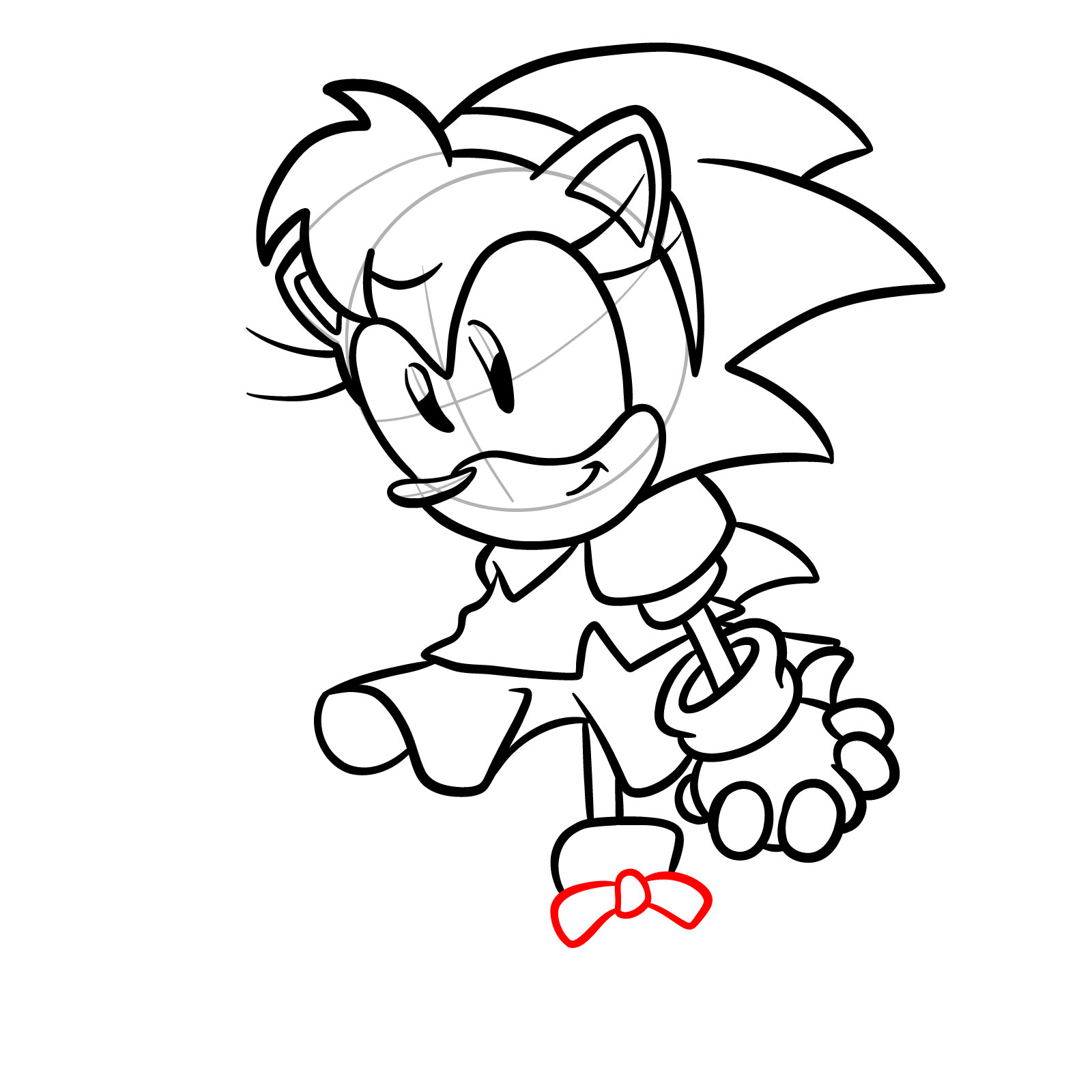 How to draw Amy Rose from FNF: Mega CD Locked-on - step 25