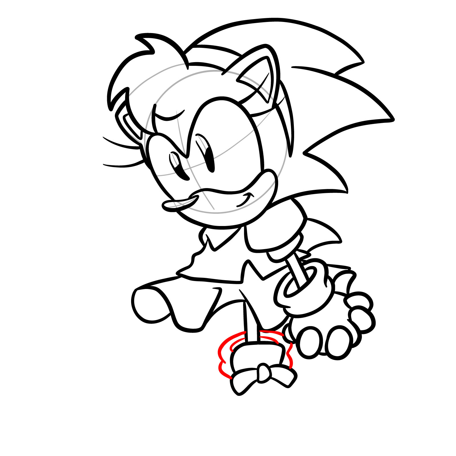 How to draw Amy Rose from FNF: Mega CD Locked-on - step 26