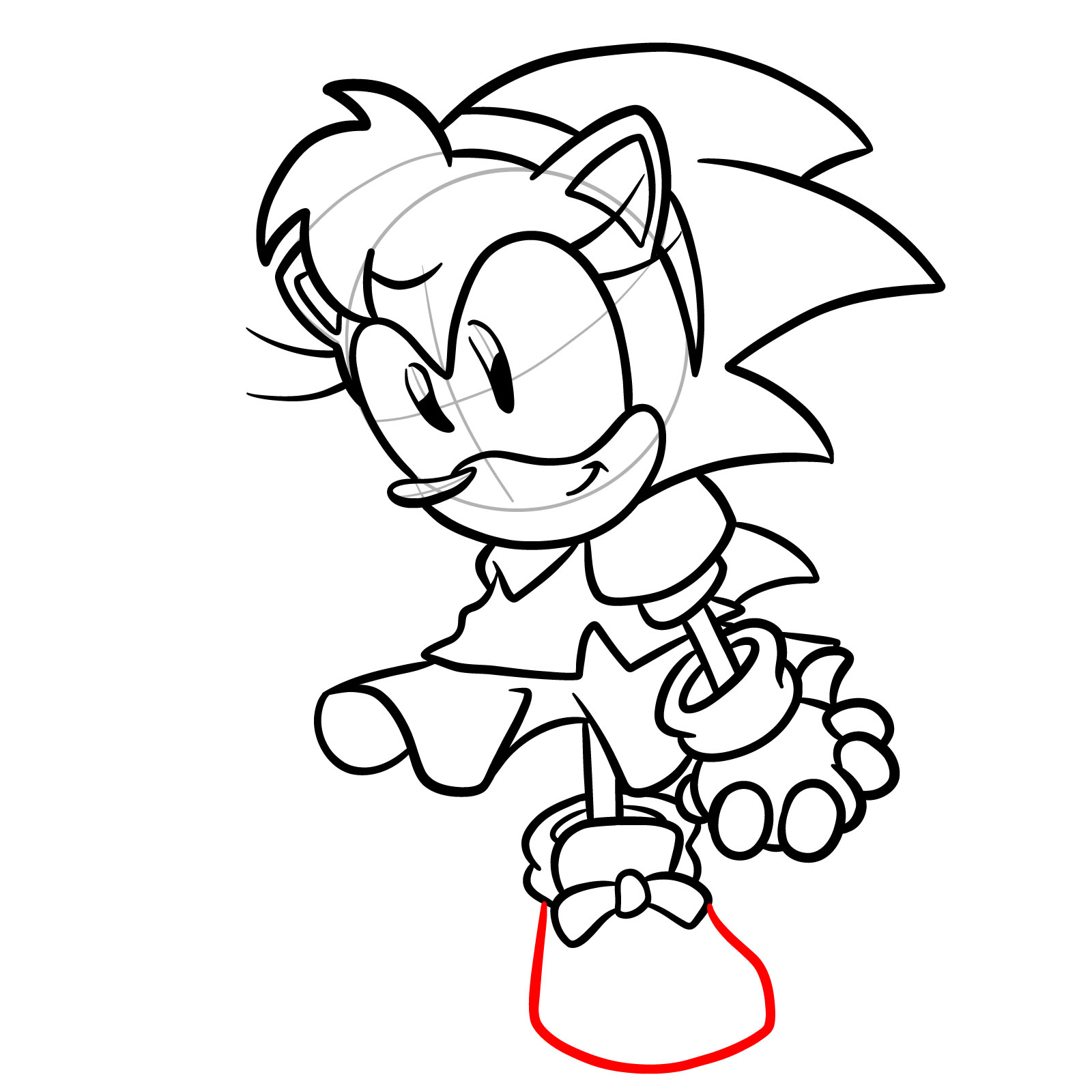How to draw Amy Rose from FNF: Mega CD Locked-on - step 27