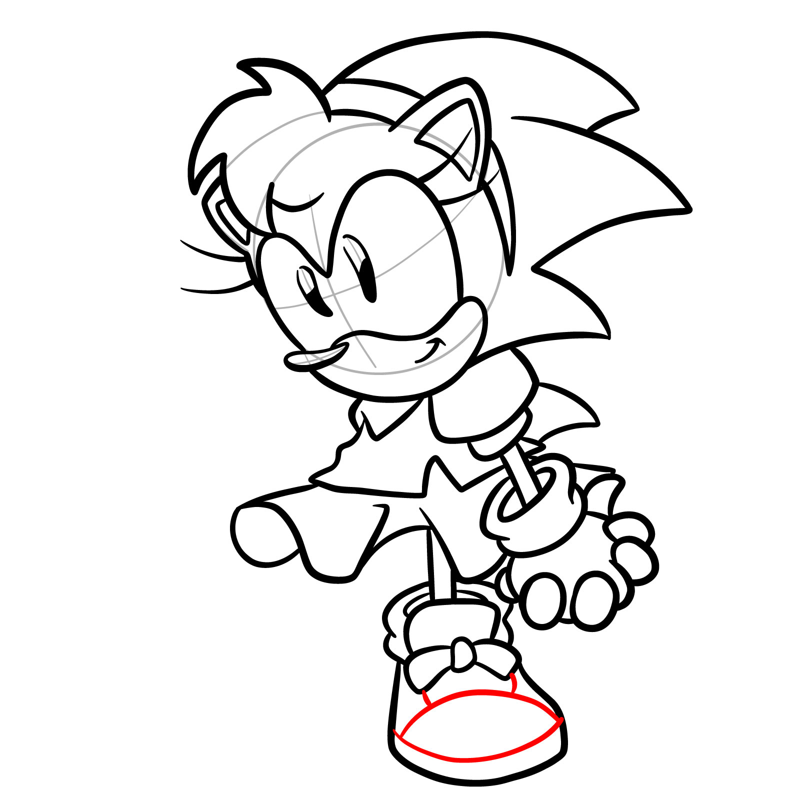 How to draw Amy Rose from FNF: Mega CD Locked-on - step 28