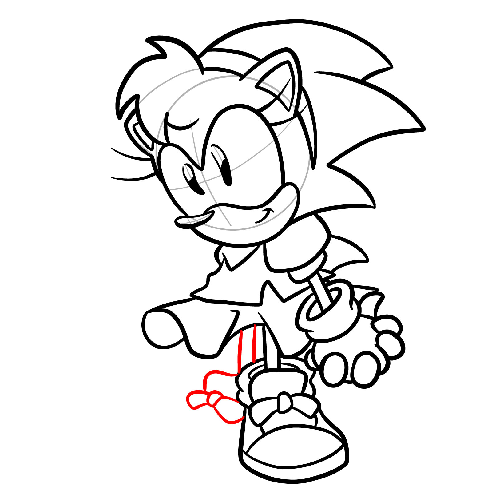 How to draw Amy Rose from FNF: Mega CD Locked-on - step 29