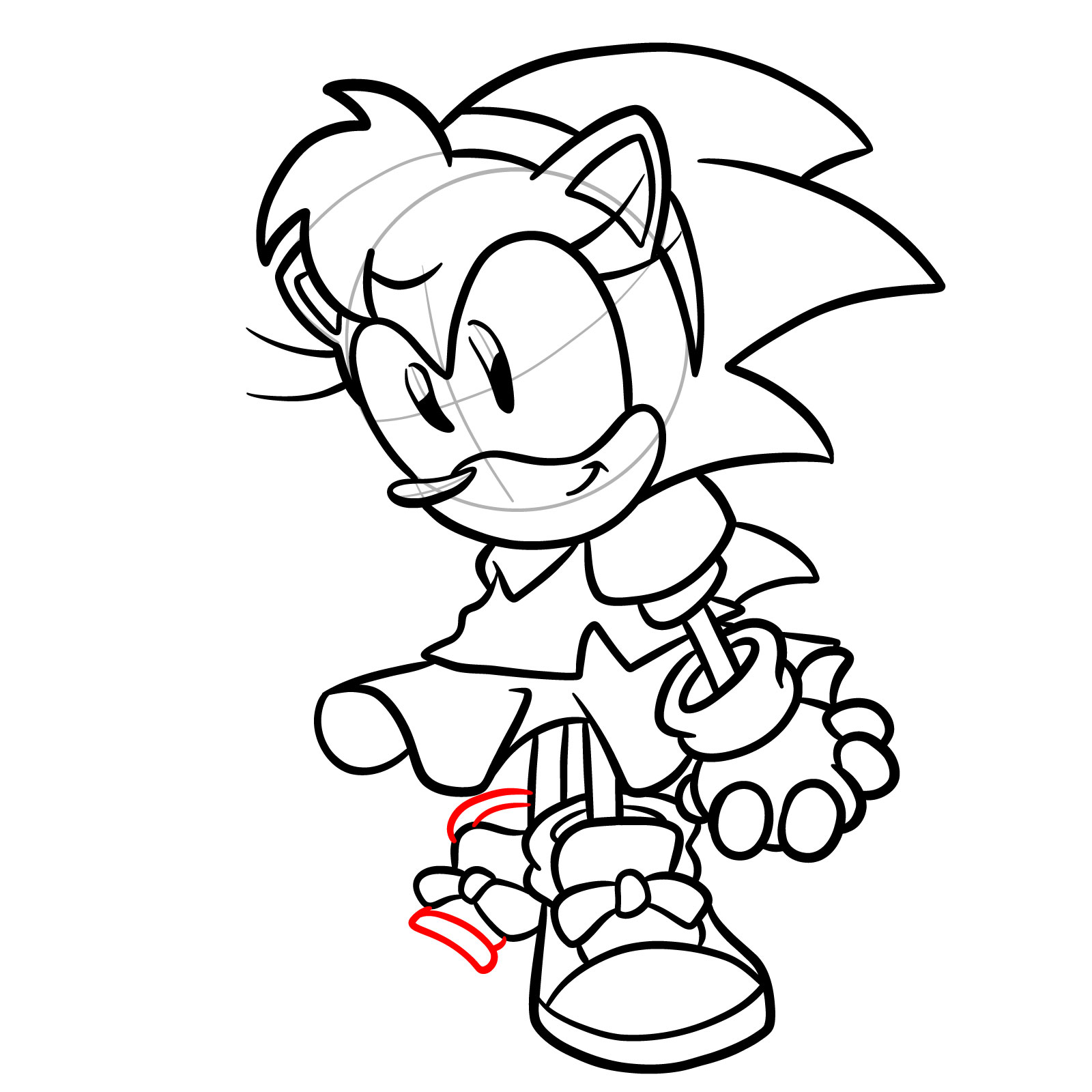 How to draw Amy Rose from FNF: Mega CD Locked-on - step 30