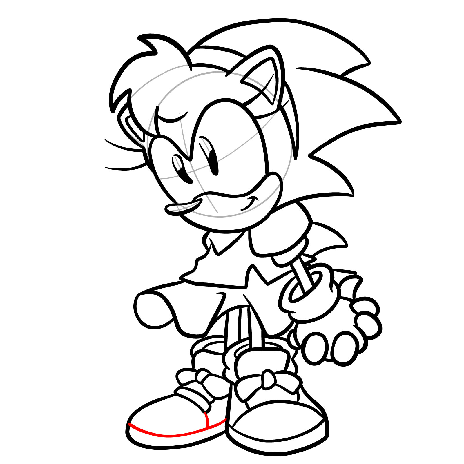 How to draw Amy Rose from FNF: Mega CD Locked-on - step 32