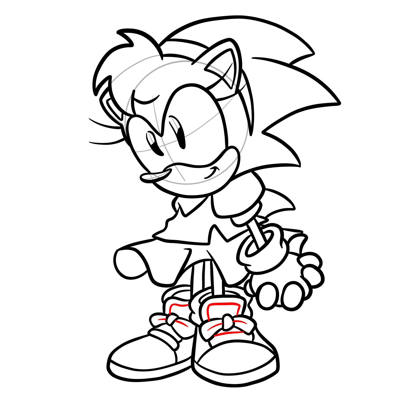 How to draw Amy Rose from FNF: Mega CD Locked-on - step 33