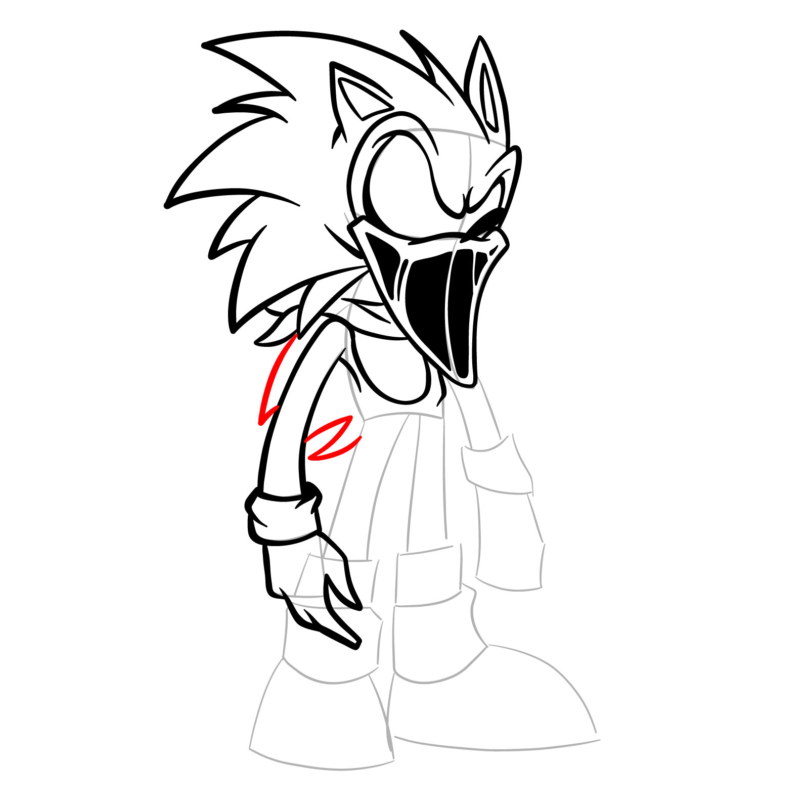 How to draw L-side Sonic from FNF VS Pibby Sonic L-sides - step 22
