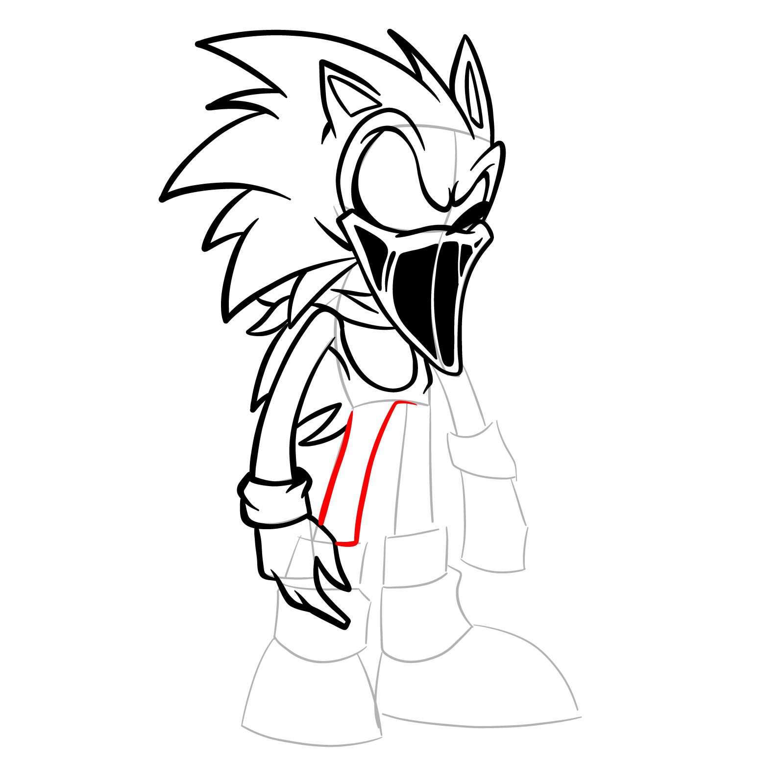 How to draw L-side Sonic from FNF VS Pibby Sonic L-sides - step 23