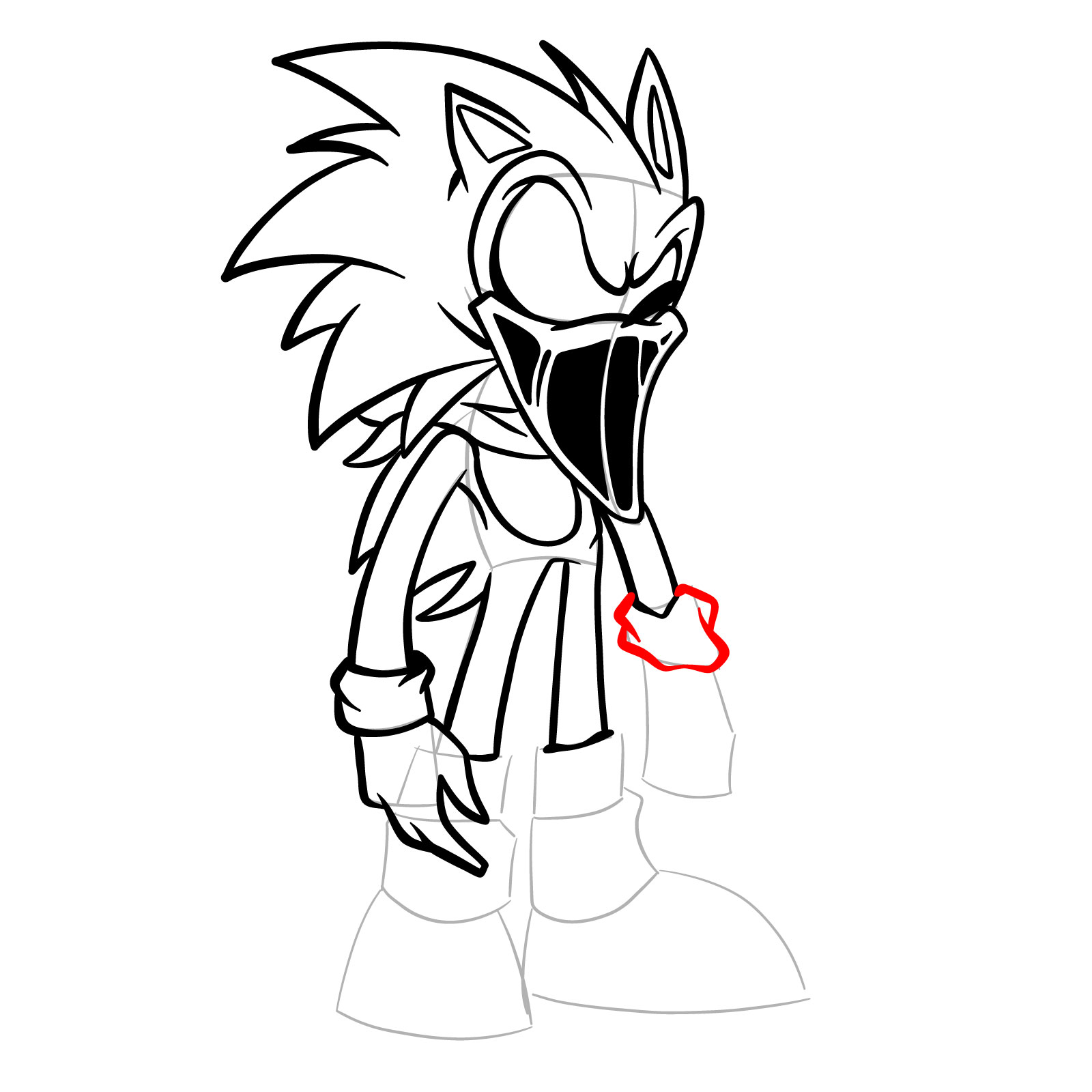 How to draw L-side Sonic from FNF VS Pibby Sonic L-sides - step 26