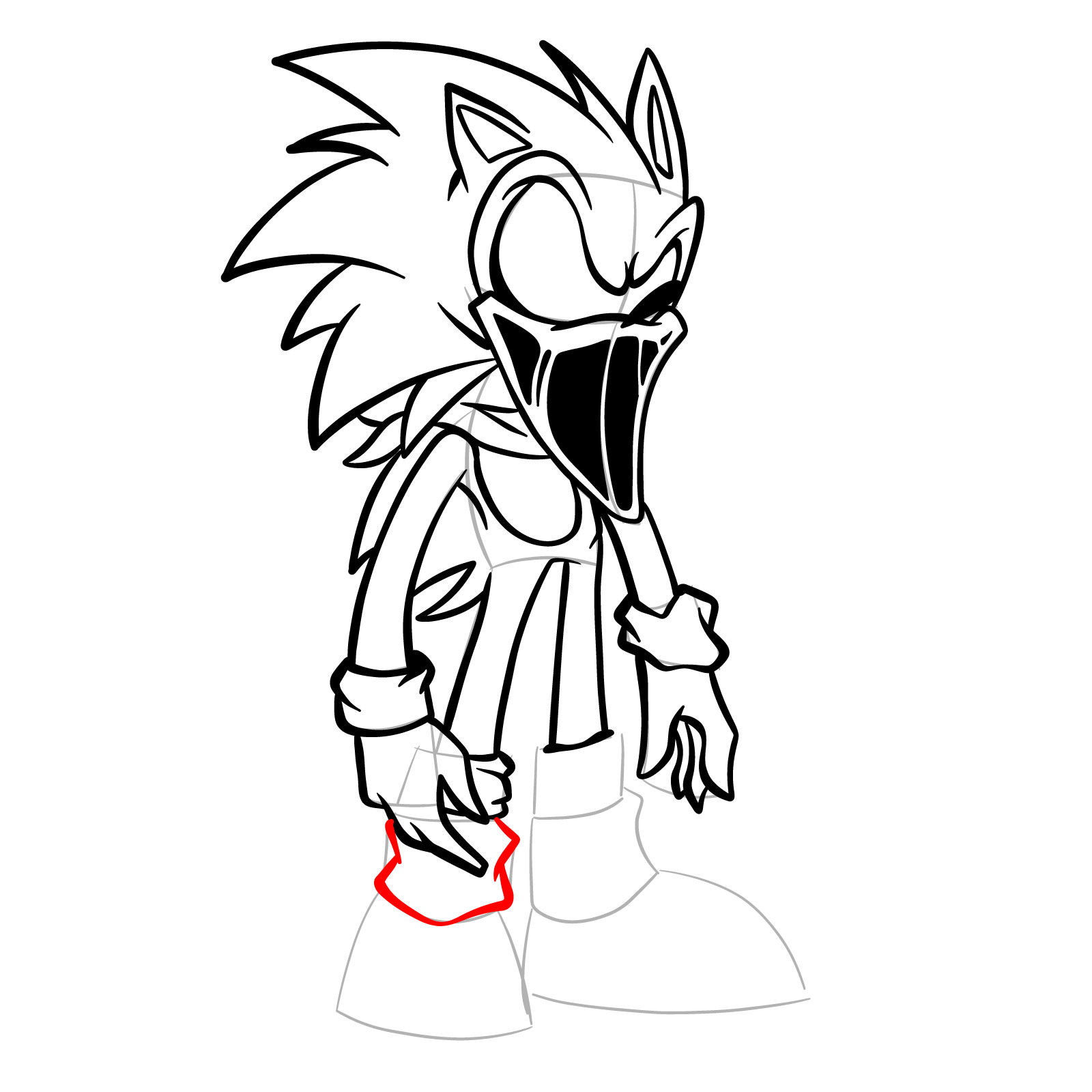 How to draw L-side Sonic from FNF VS Pibby Sonic L-sides - step 30