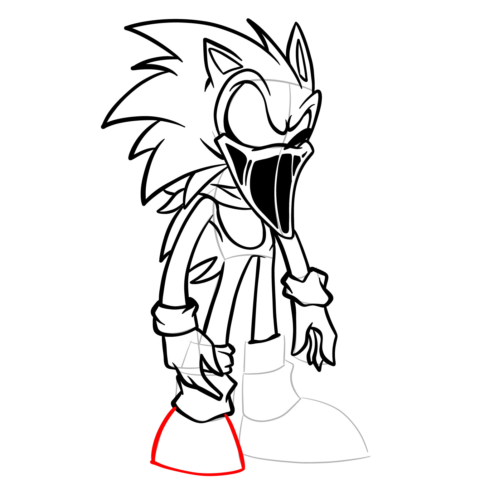 How to draw L-side Sonic from FNF VS Pibby Sonic L-sides - step 31