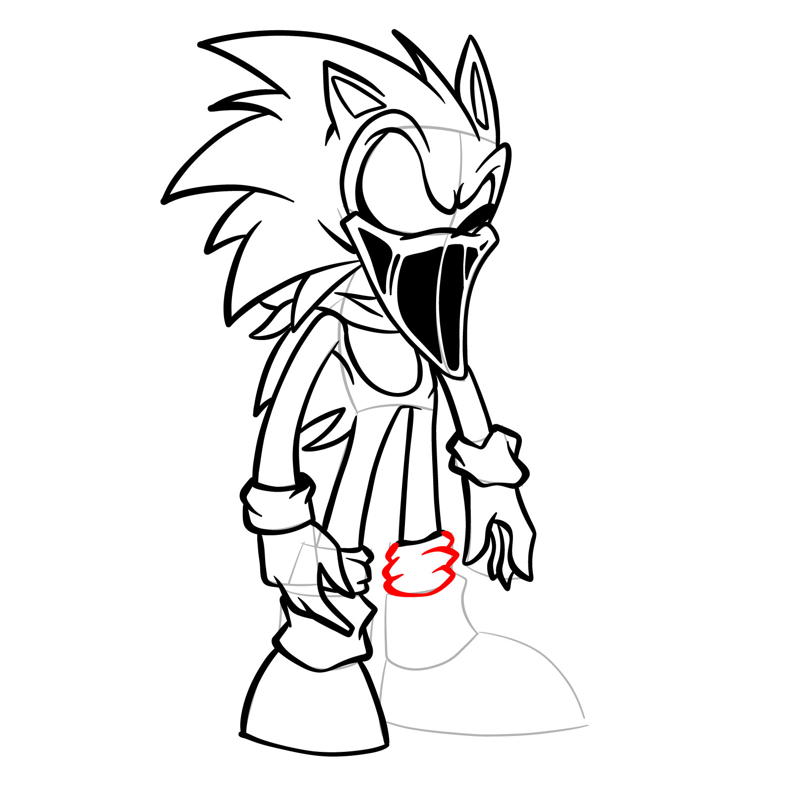 How to draw L-side Sonic from FNF VS Pibby Sonic L-sides - step 32