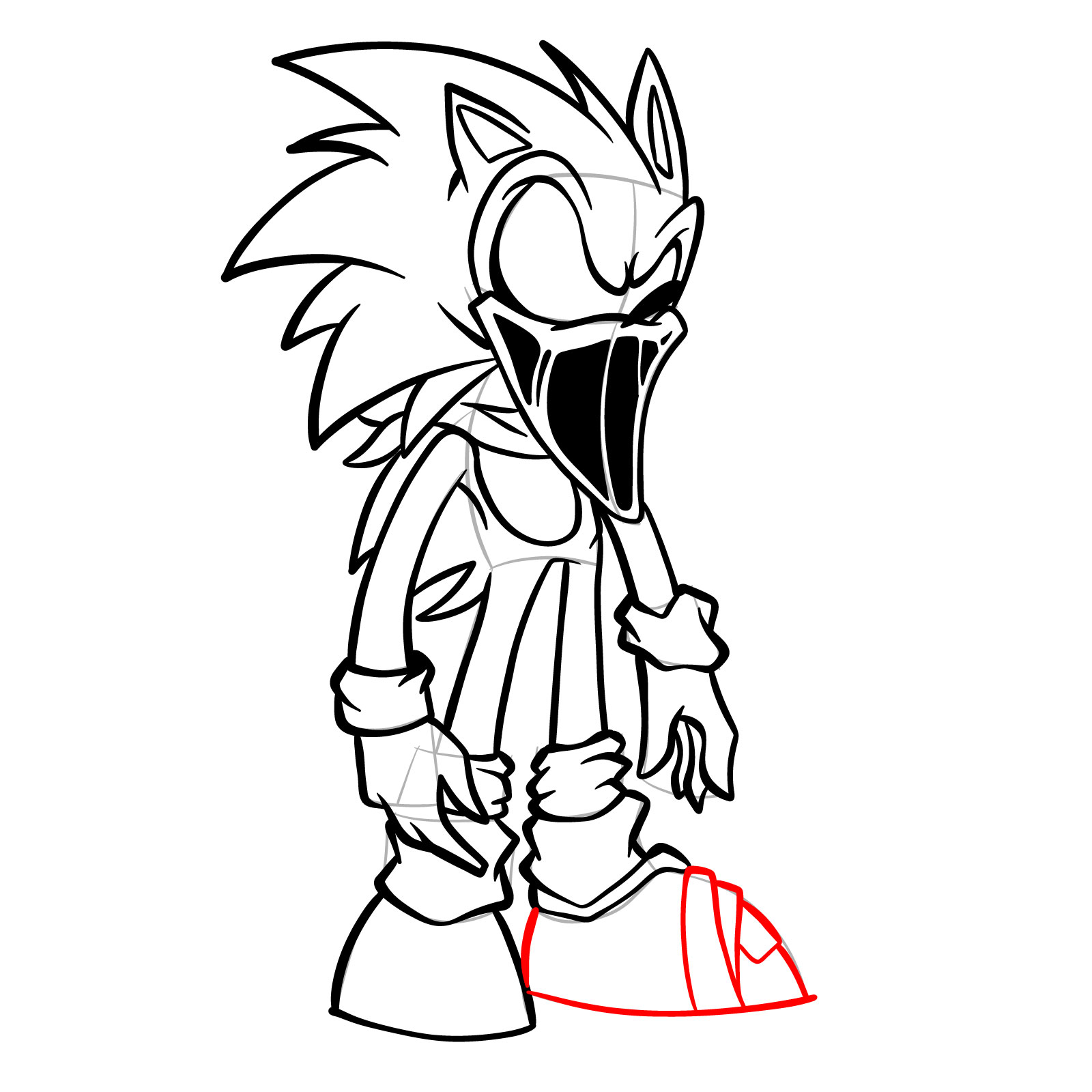 How to draw L-side Sonic from FNF VS Pibby Sonic L-sides - step 34