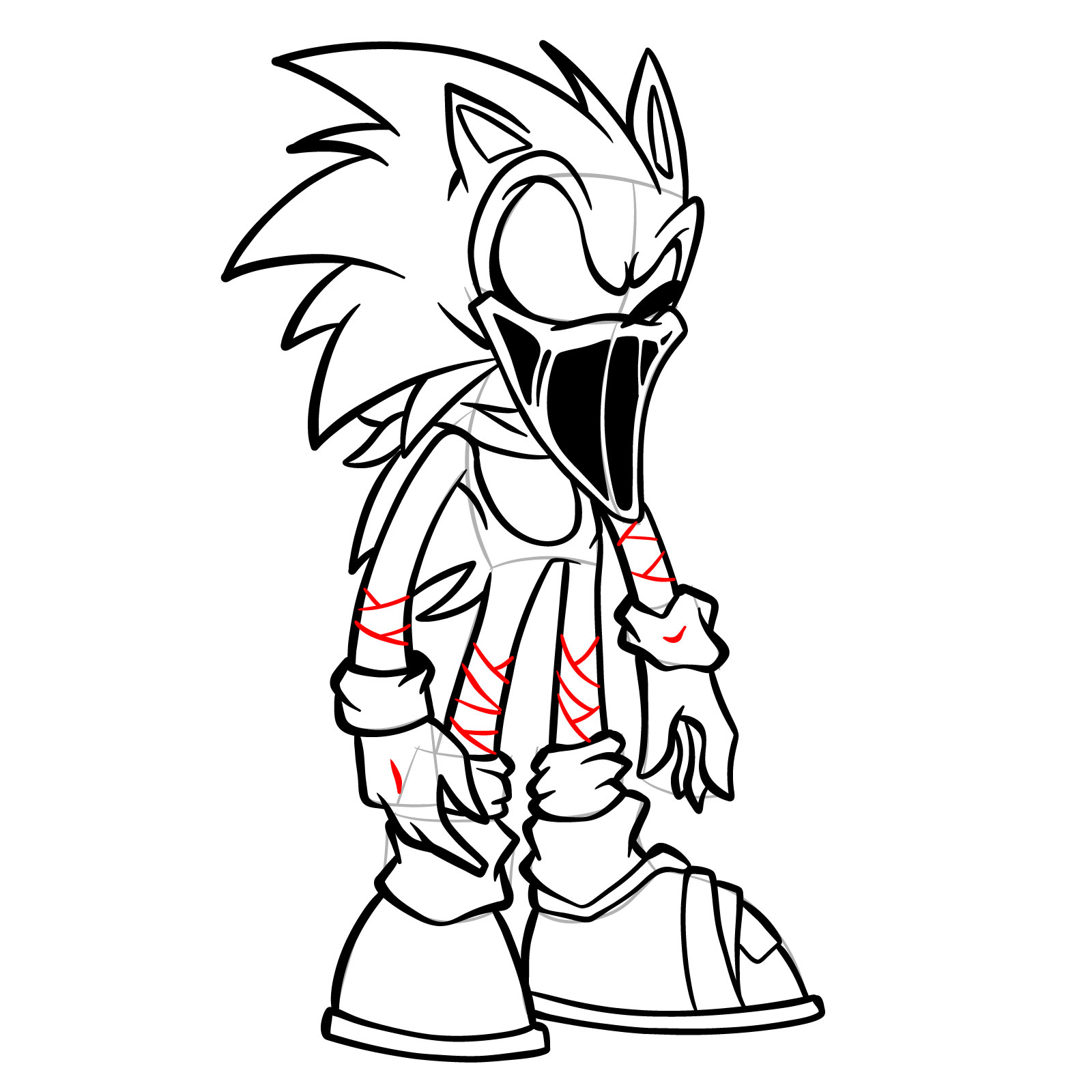 How to draw L-side Sonic from FNF VS Pibby Sonic L-sides - step 36