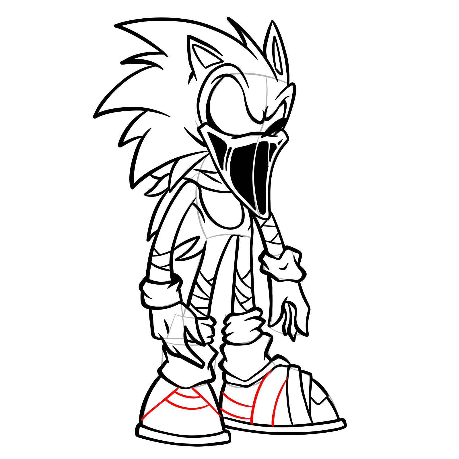 How to draw L-side Sonic from FNF VS Pibby Sonic L-sides - step 37
