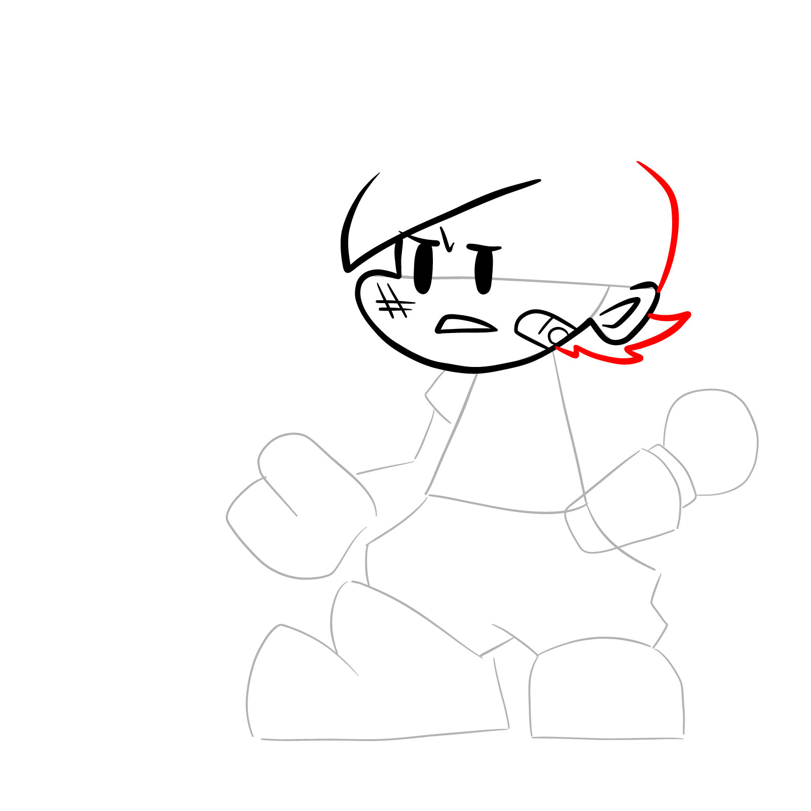 How to draw L-side Boyfriend from FNF VS Pibby Sonic L-sides - step 10