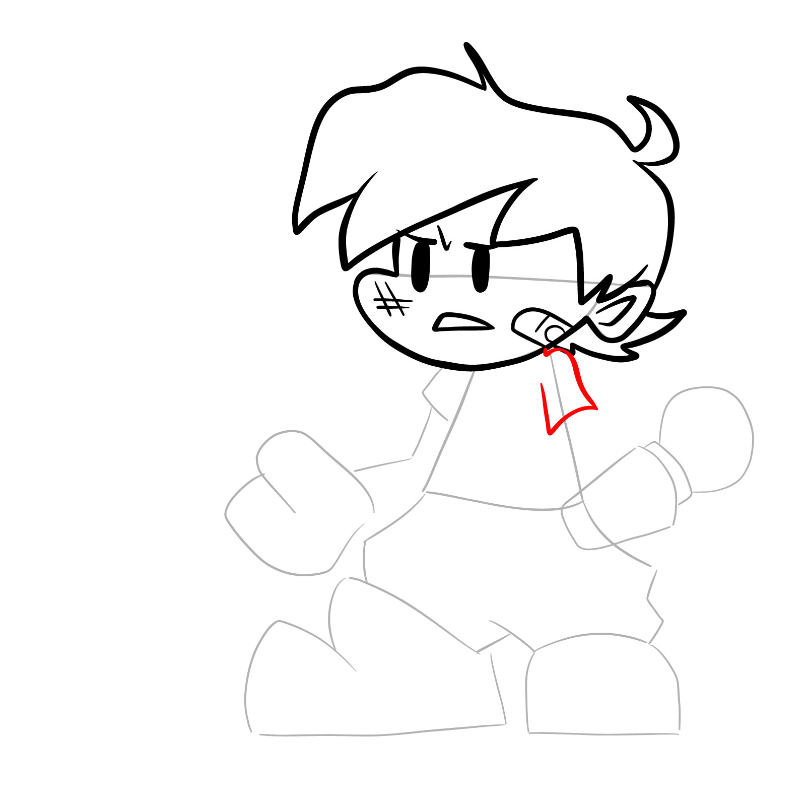 How to draw L-side Boyfriend from FNF VS Pibby Sonic L-sides - step 13