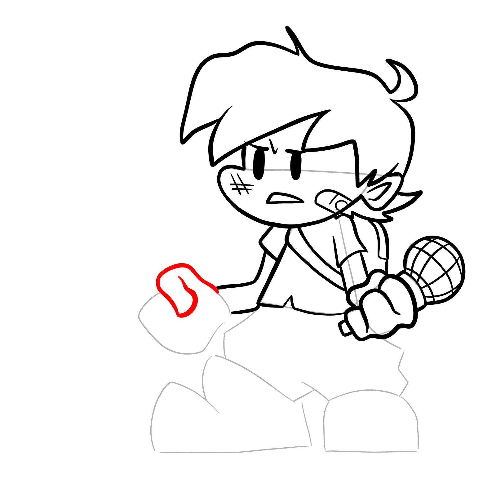 How to draw L-side Boyfriend from FNF VS Pibby Sonic L-sides - step 23
