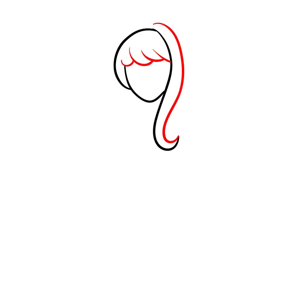 How to draw Monika (Doki Doki Takeover FNF) - step 04