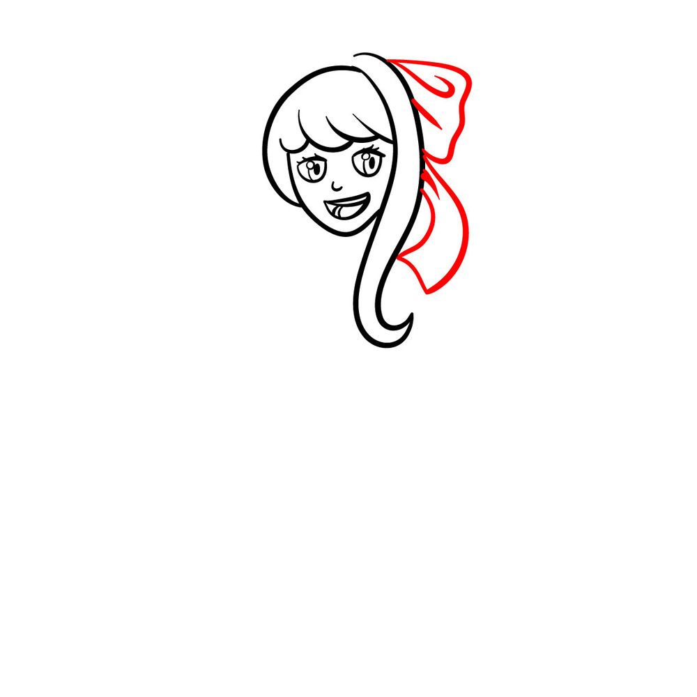 How to draw Monika (Doki Doki Takeover FNF) - step 08