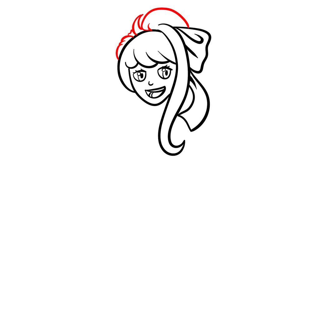How to draw Monika (Doki Doki Takeover FNF) - step 09
