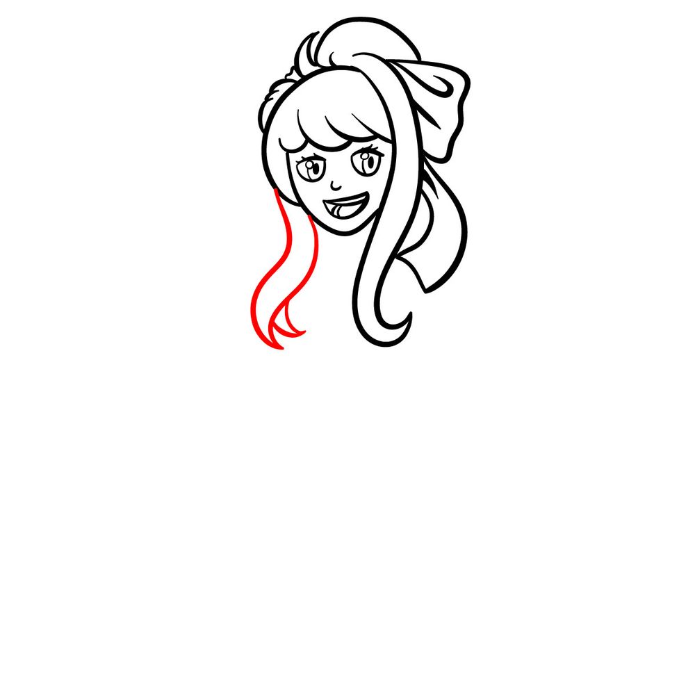 How to draw Monika (Doki Doki Takeover FNF) - step 10
