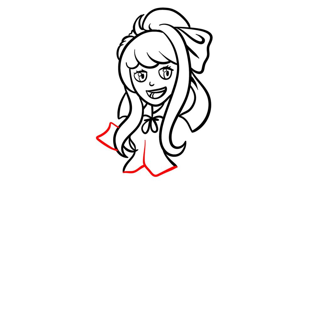 How to draw Monika (Doki Doki Takeover FNF) - step 13
