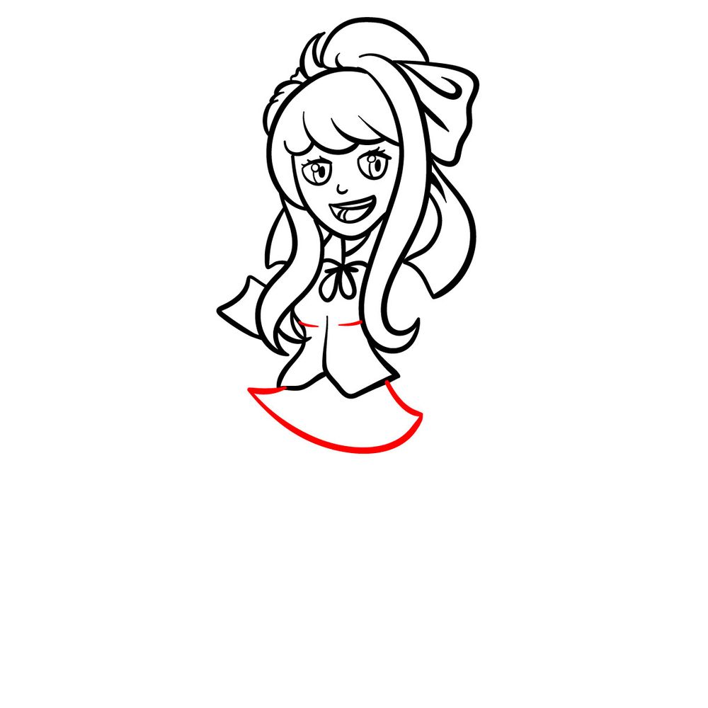 How to draw Monika (Doki Doki Takeover FNF) - step 14