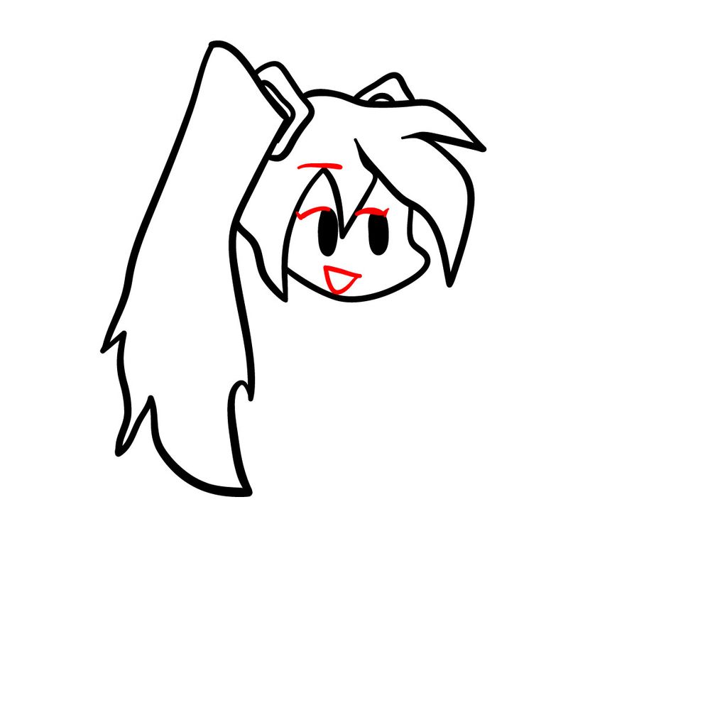 How to draw Hatsune Miku from FNF - step 08