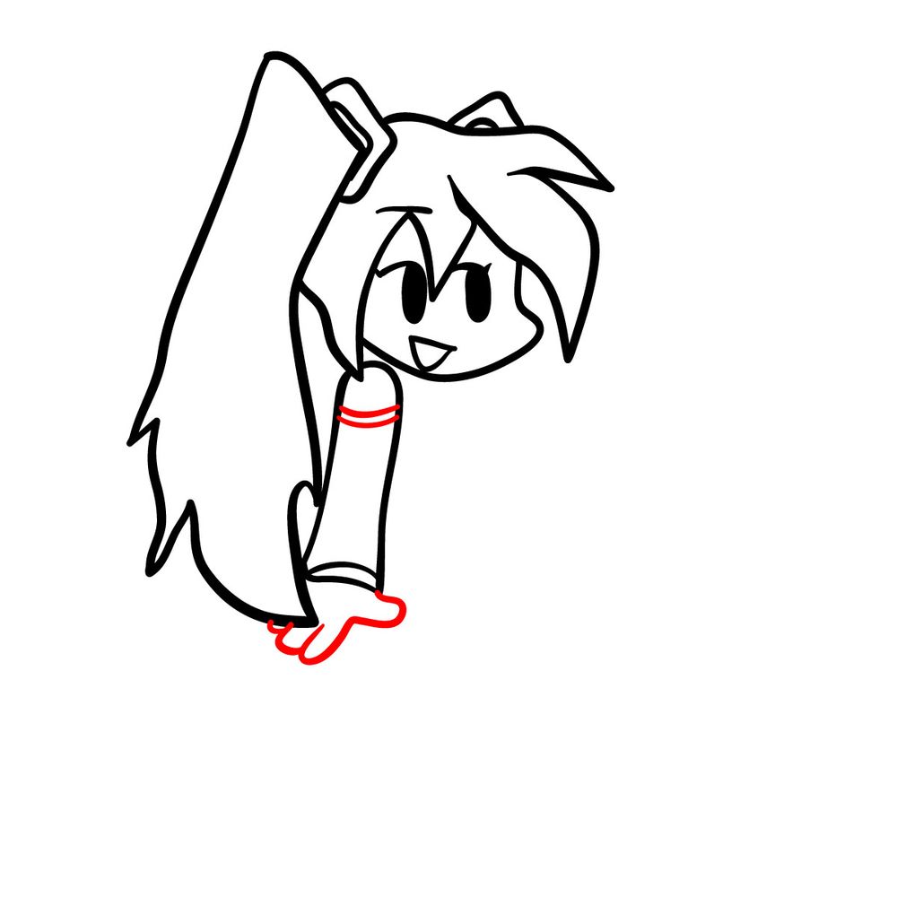 How to draw Hatsune Miku from FNF - step 10