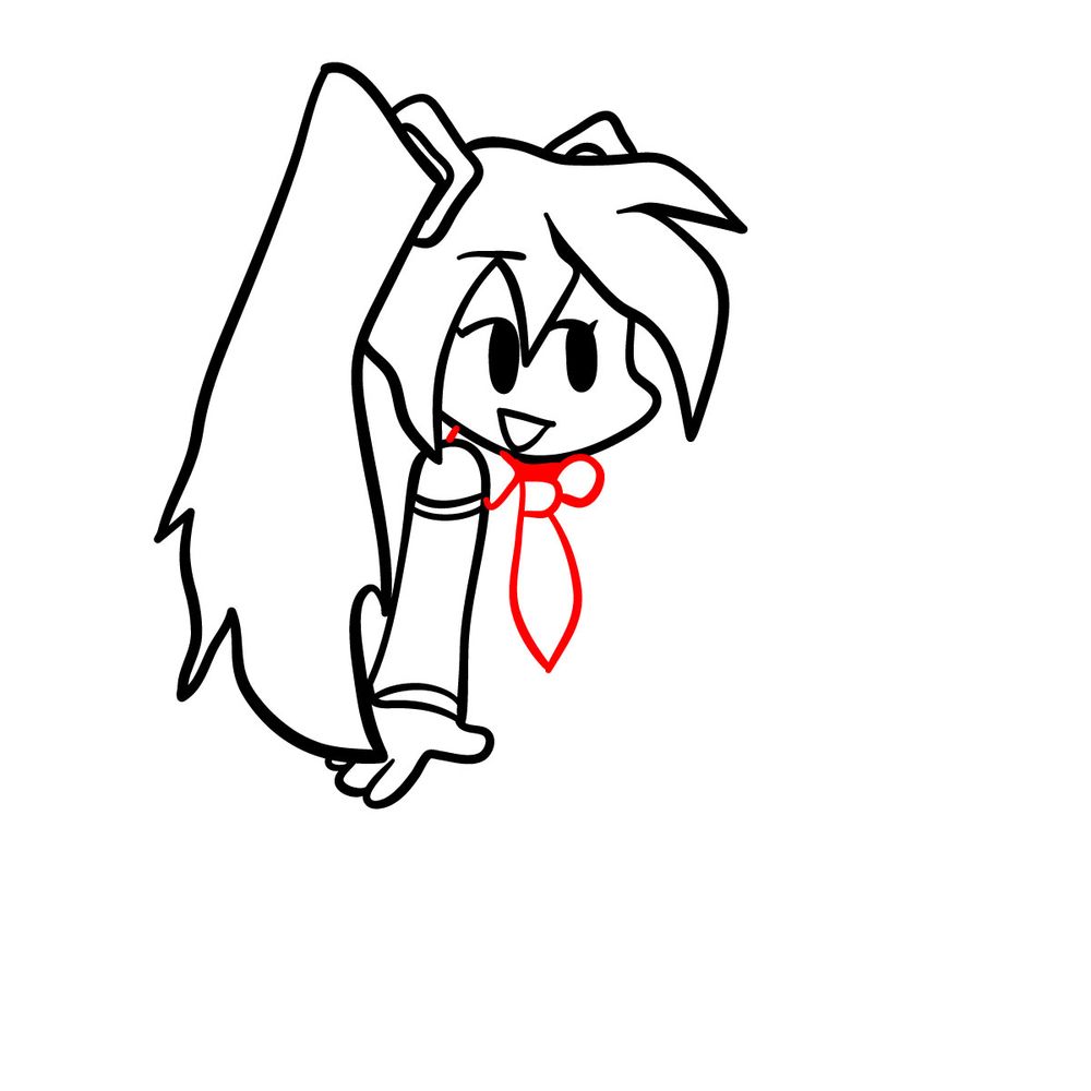 How to draw Hatsune Miku from FNF - step 11