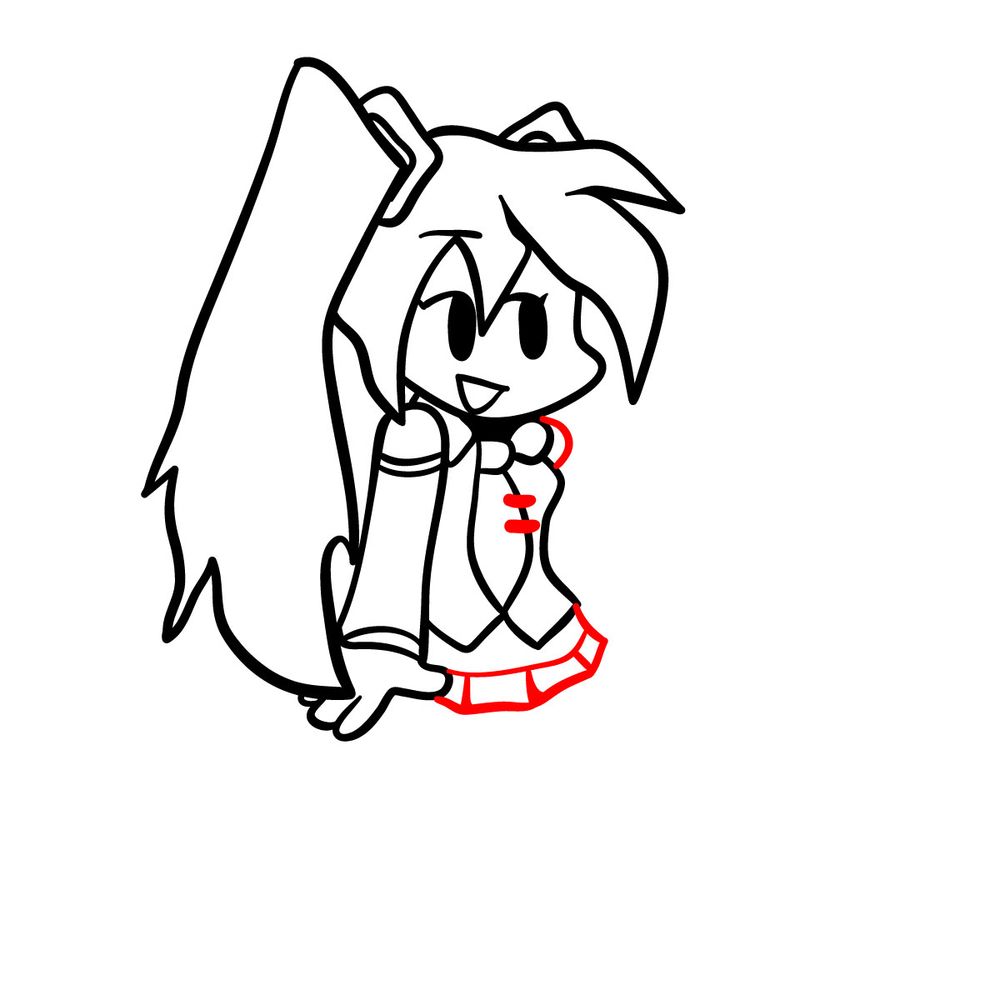 How to draw Hatsune Miku from FNF - step 13