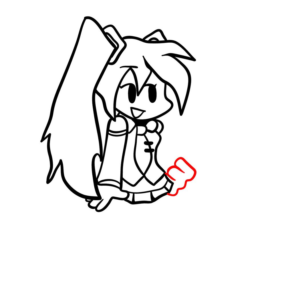 How to draw Hatsune Miku from FNF - step 14