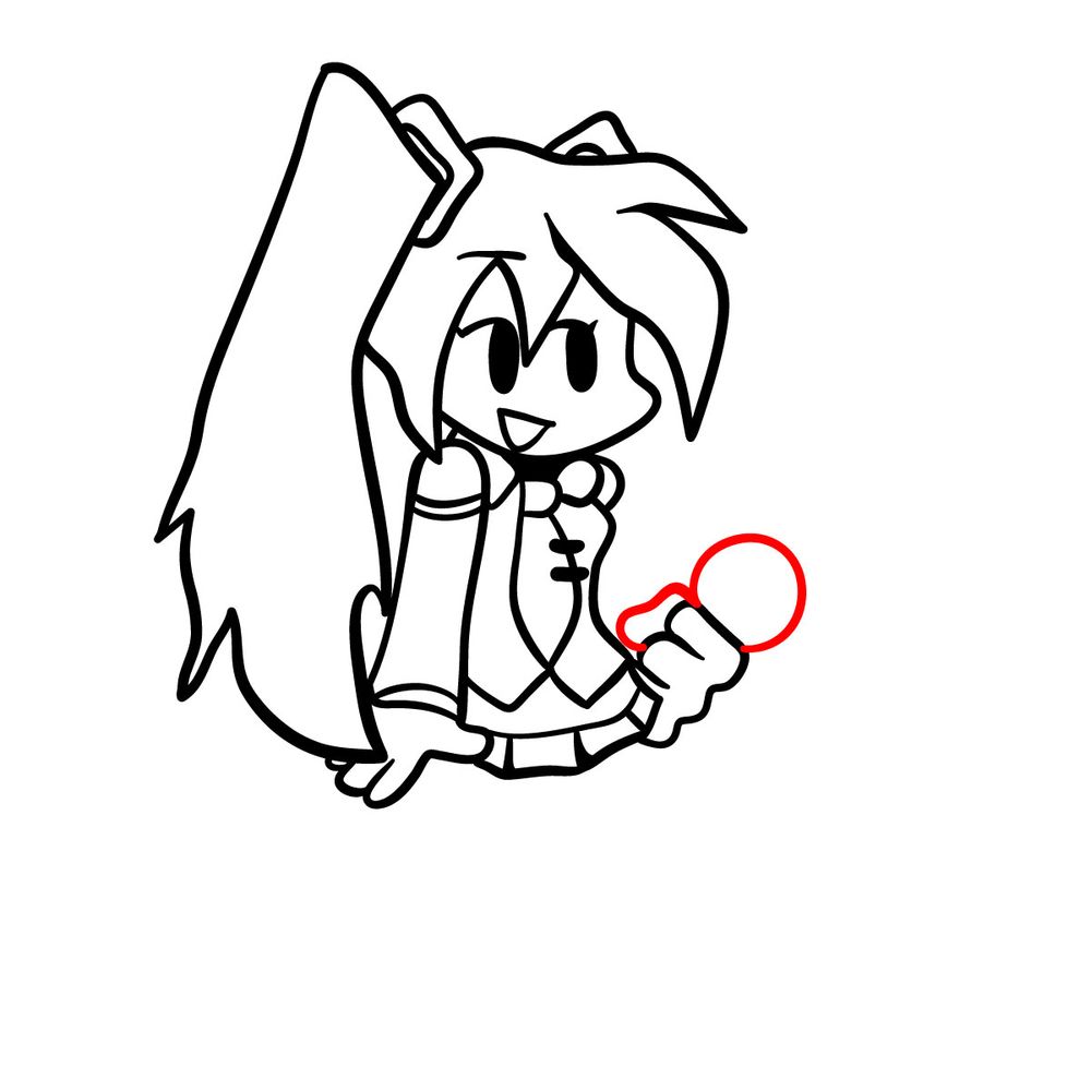 How to draw Hatsune Miku from FNF - step 15