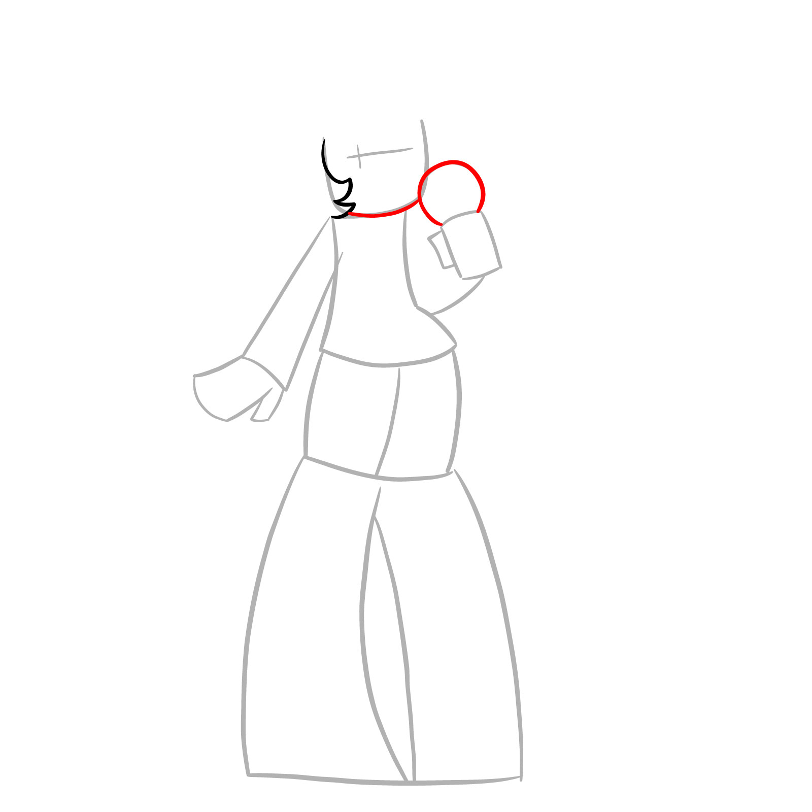 How to draw Vade from FNF - step 05