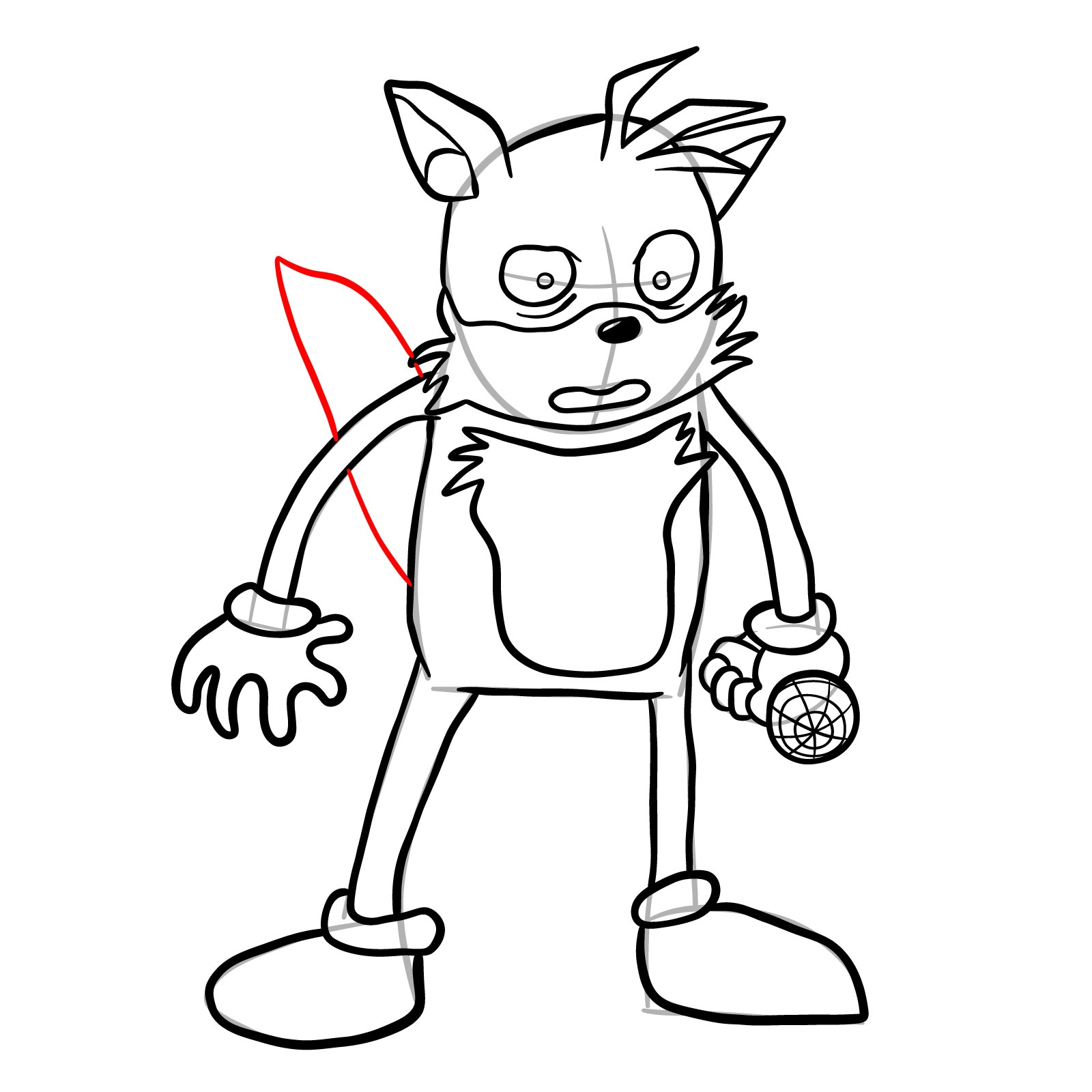 How to draw Tails (Tails Gets Trolled) - step 23