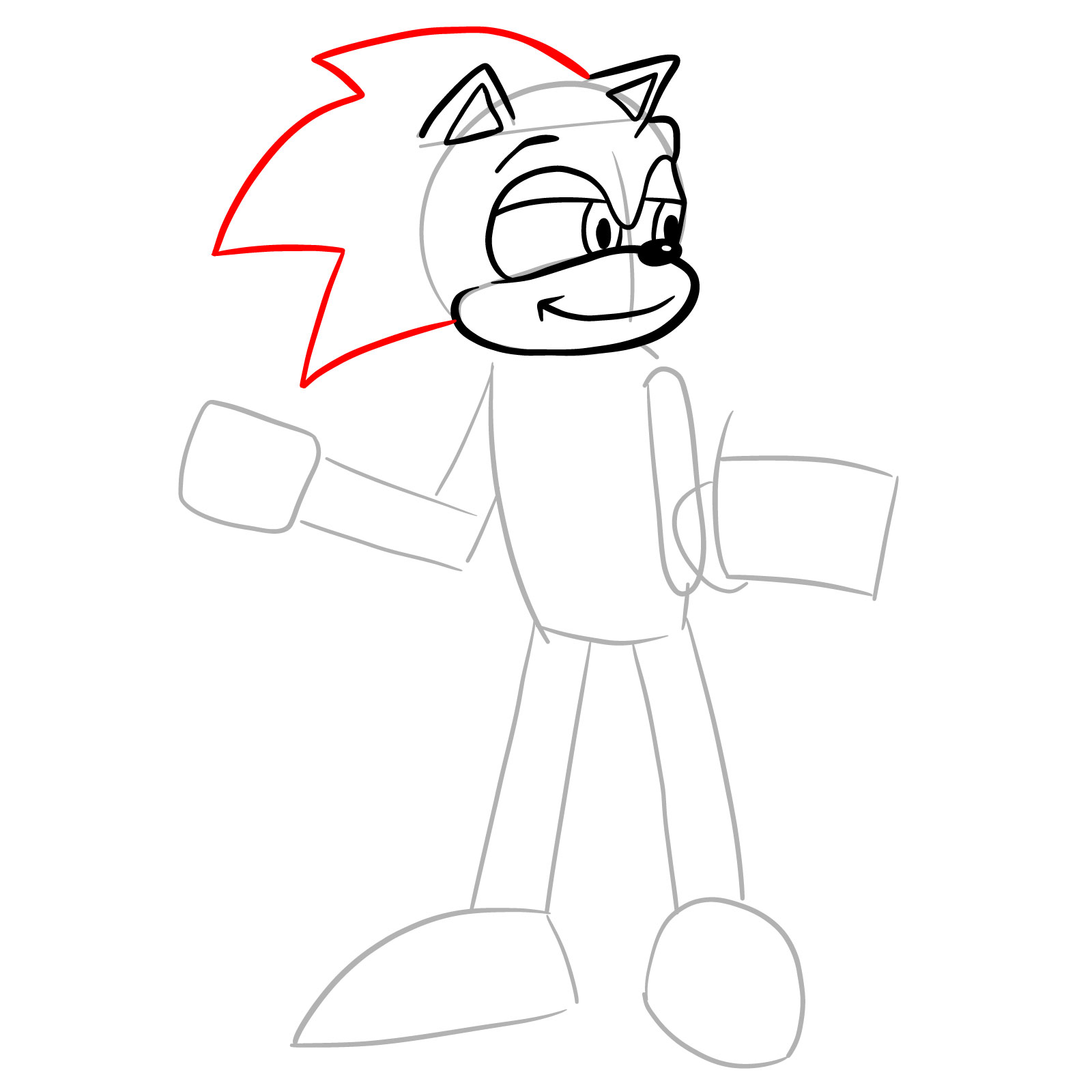 How to draw Sonic (Tails Gets Trolled) - step 11