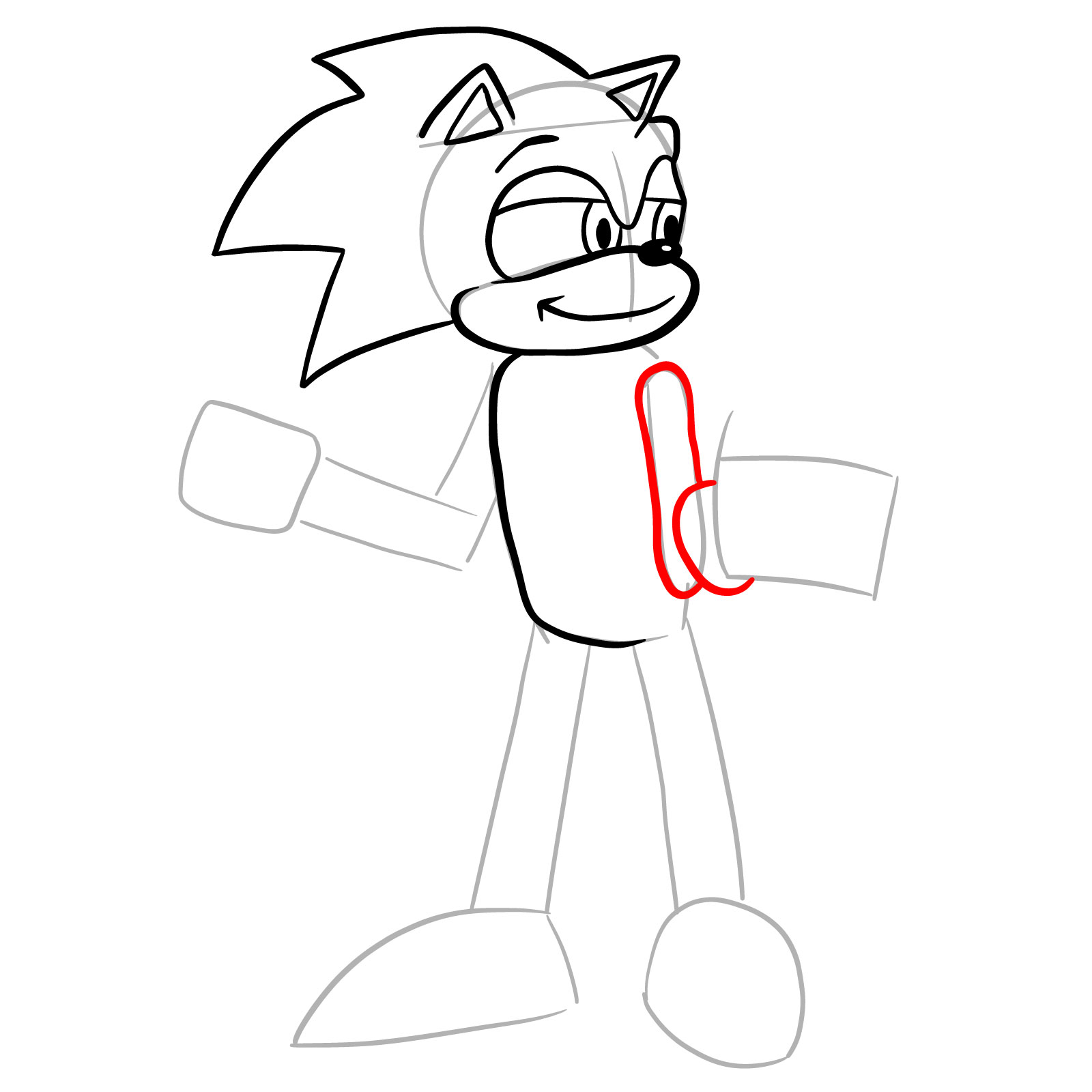 How to draw Sonic (Tails Gets Trolled) - step 13